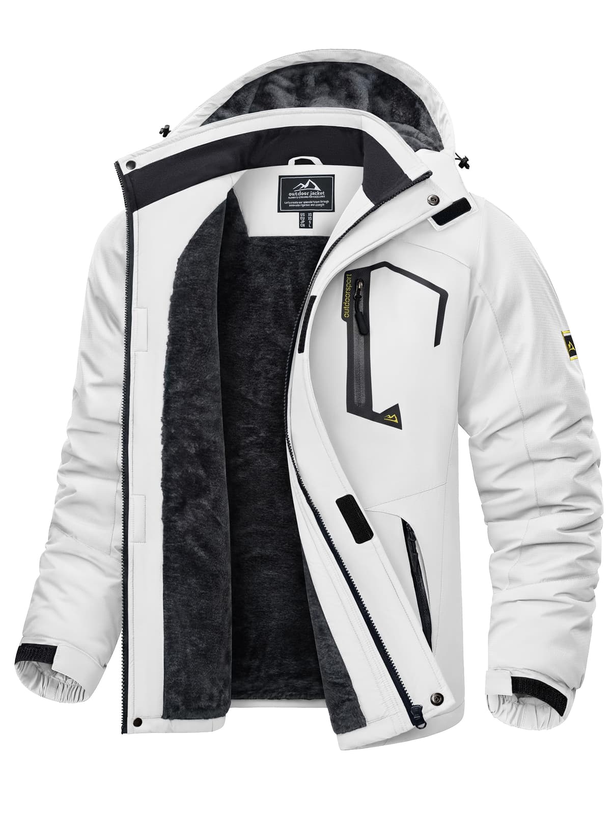 KEFITEVD Hombre Impermeables Lana Chaquetas Impermeables Esquí Cálidos Invierno Abrigos Térmicos Exteriores Abrigos con Capucha Desmontable — view 20