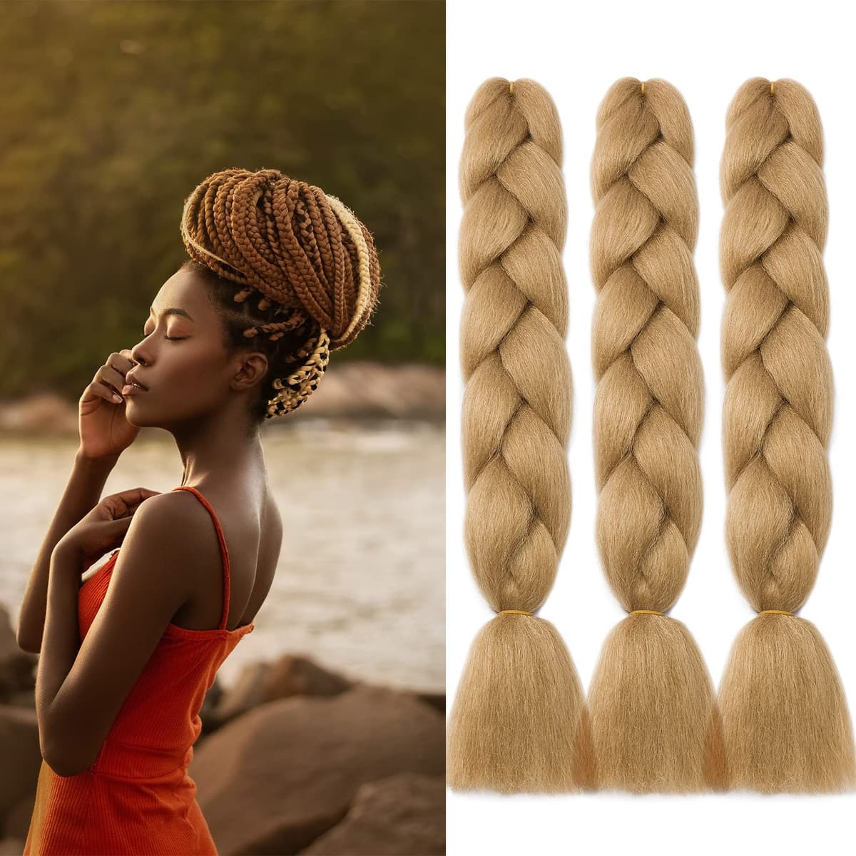 60cm Extensiones de Pelo Trenzas Africanas Castaño Oscuro Extensiones para Trenzas Africanas 1 pcs 100g Kanekalon Pelo para Trenzas Africanas Sintetico Extensiones de Trenzado Cabello Braiding — view 59