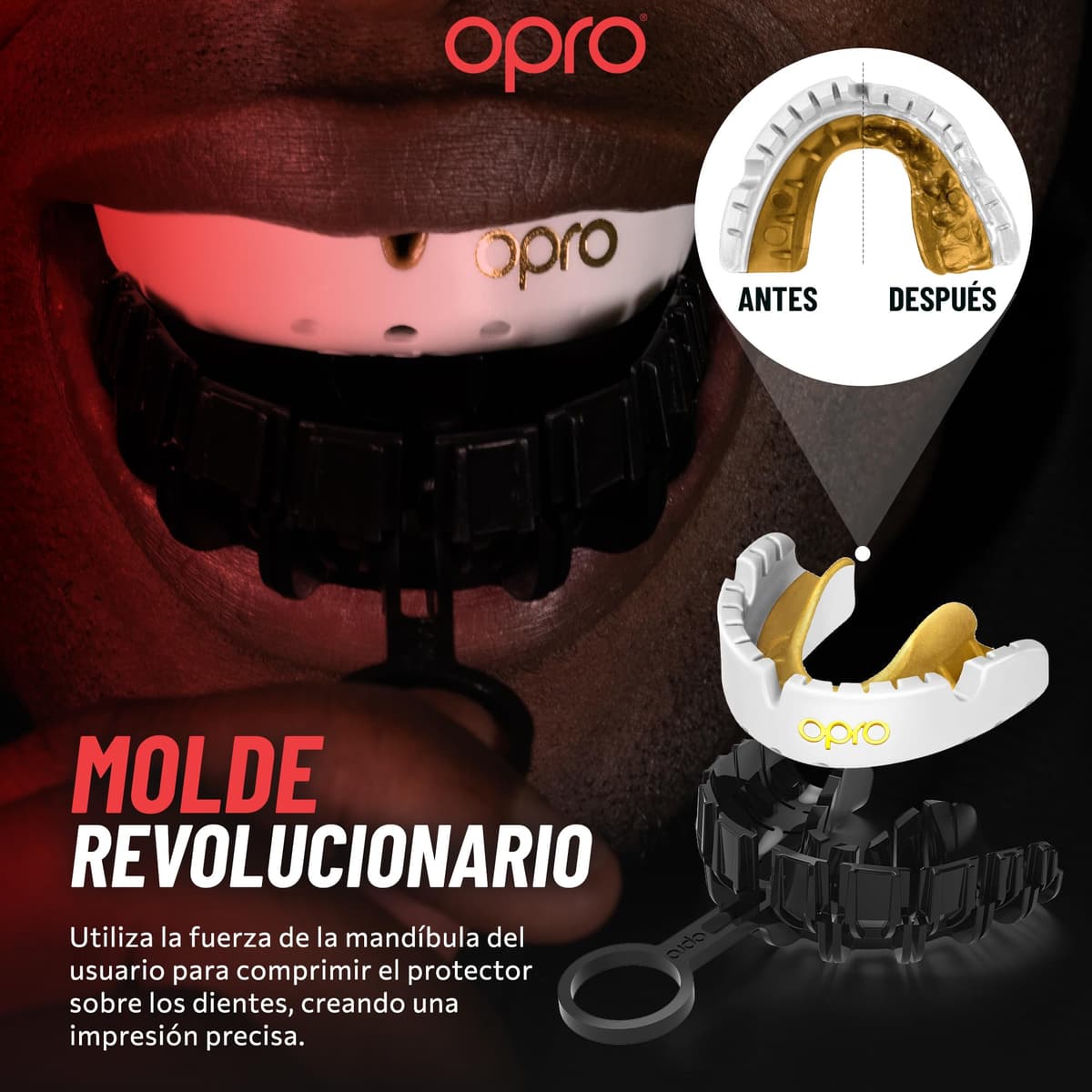 OPRO Protector bucal para brackets Gold Level, protector bucal deportivo con excelente comodidad, protección y ajuste, protector bucal para rugby, boxeo, lacrosse, MMA, artes marciales, hockey — view 4