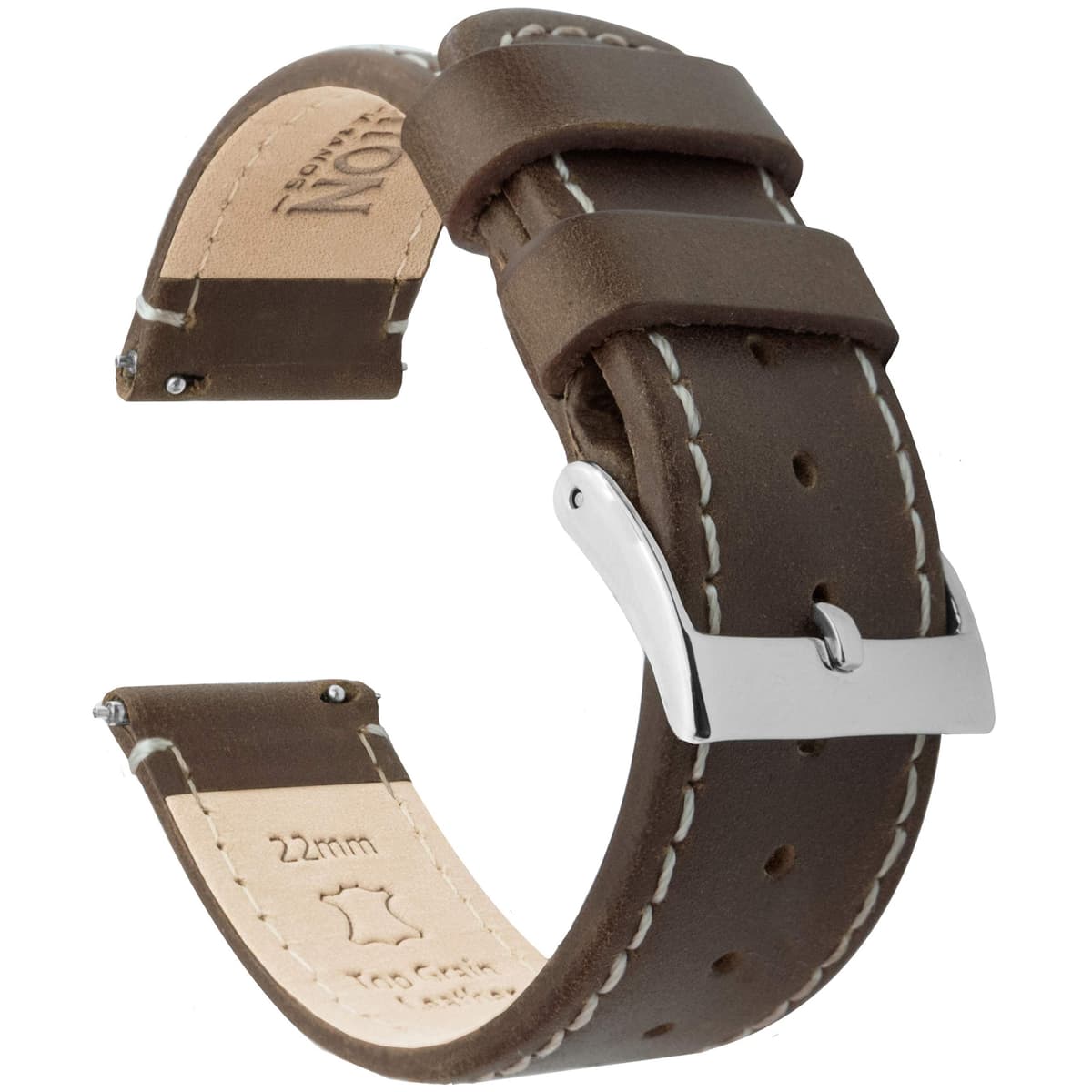 BARTON Quick Release - Top Grain Leather Watch Band Strap - Choice of Colour & Width - 16mm, 18mm, 19mm, 20mm, 21mm 22mm, 23mm or 24mm — view 13