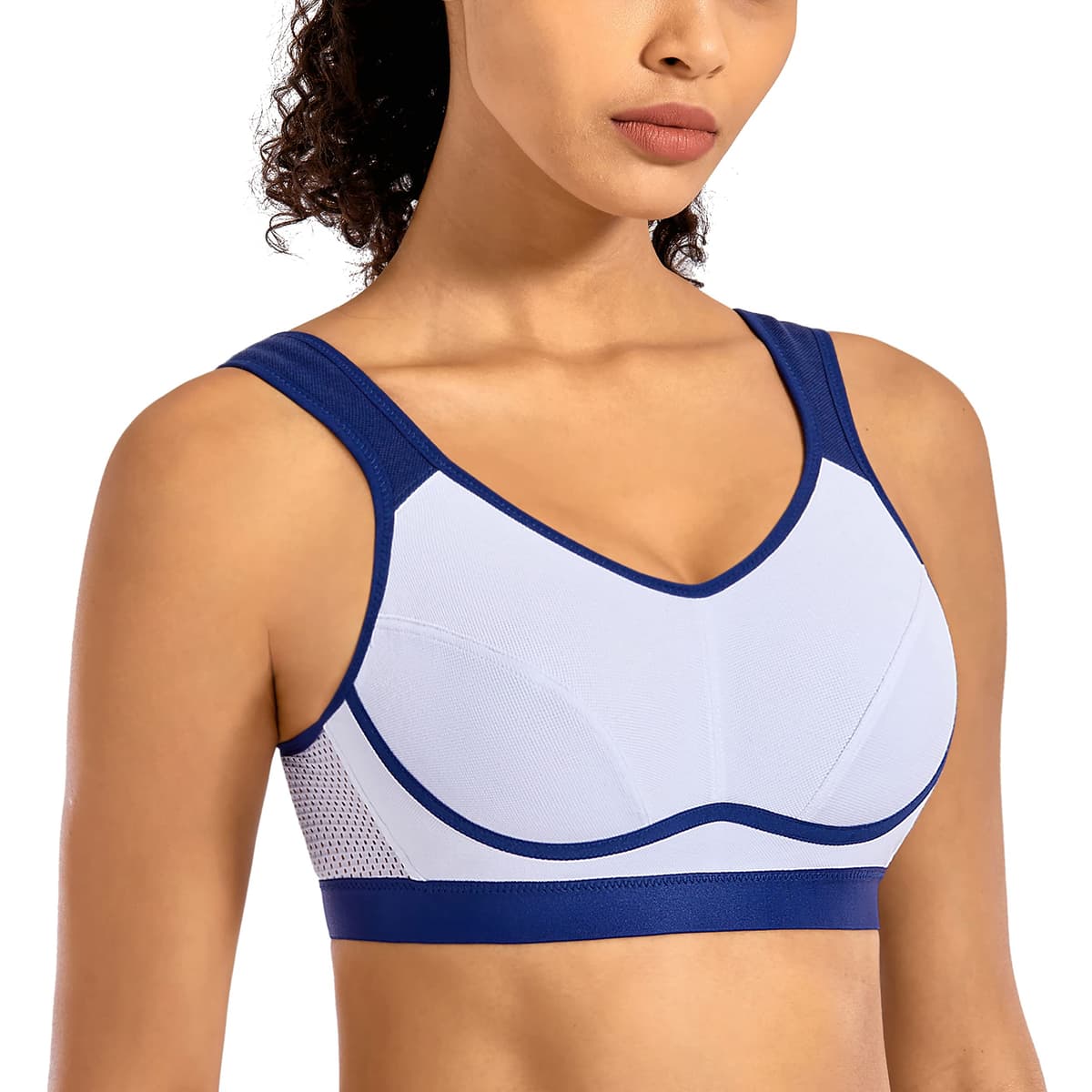 SYROKAN Women's Comfort Sports Bra High Impact for Large Breasts Wireless Stretch Support Bounce Control — view 15