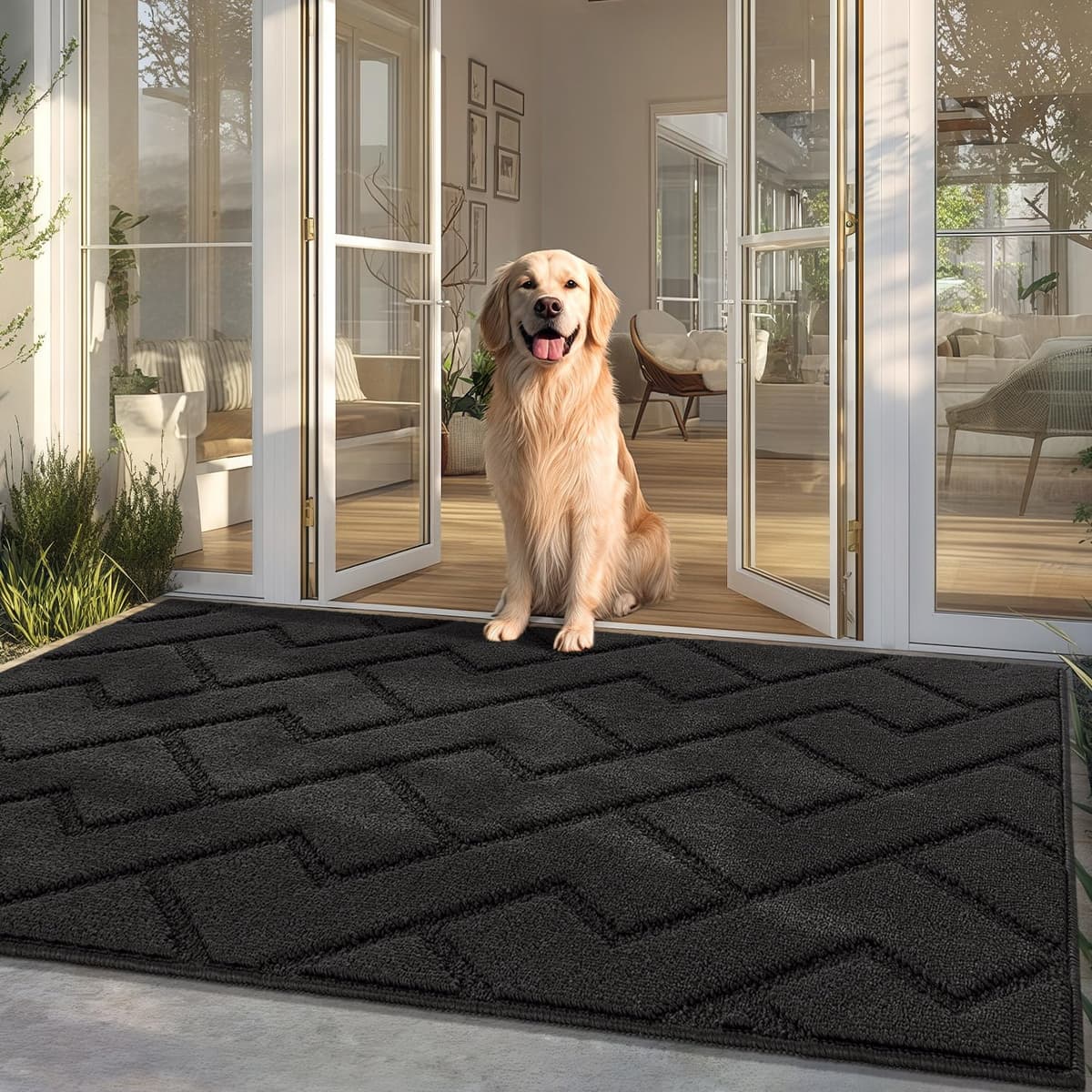 Biscpro Door Mats Indoor,Dirt Trapper Mat Absorbent Non-Slip Low Profile Doormat for Entrance,Inside, Kitchen,Front Door Mat Washable for Pets and Dogs— 50x80cm,Grey — view 53