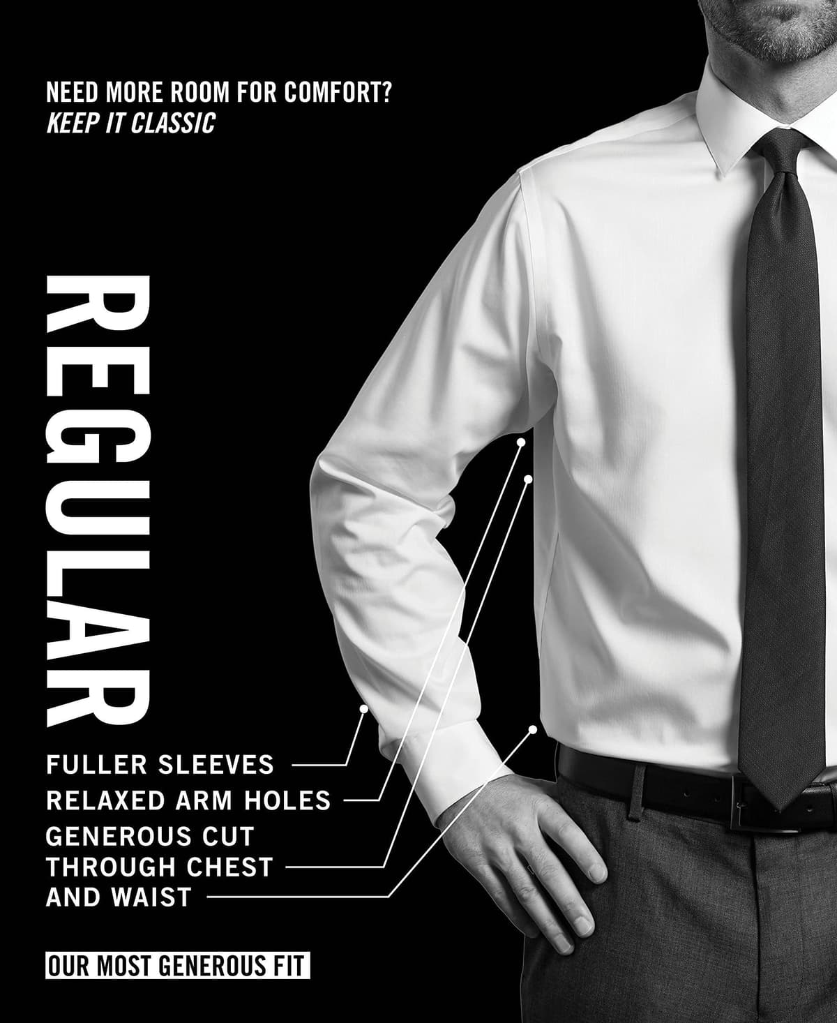 Van Heusen Mens Dress Shirt Regular Fit Poplin SolidDress Shirt — view 5