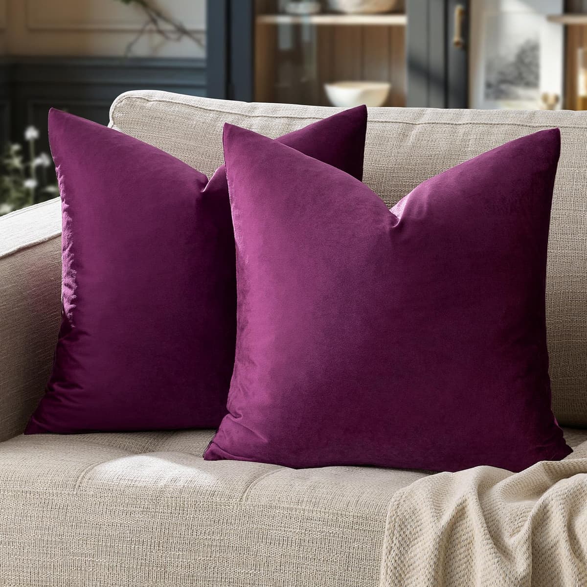 Gris Oscuro Terciopelo Almohada Cubre Caso Suave decoración Fundas de de cojín para sofá Dormitorio Coche Cama Casa Decor 30x50cm ，Pack de 2 — view 31