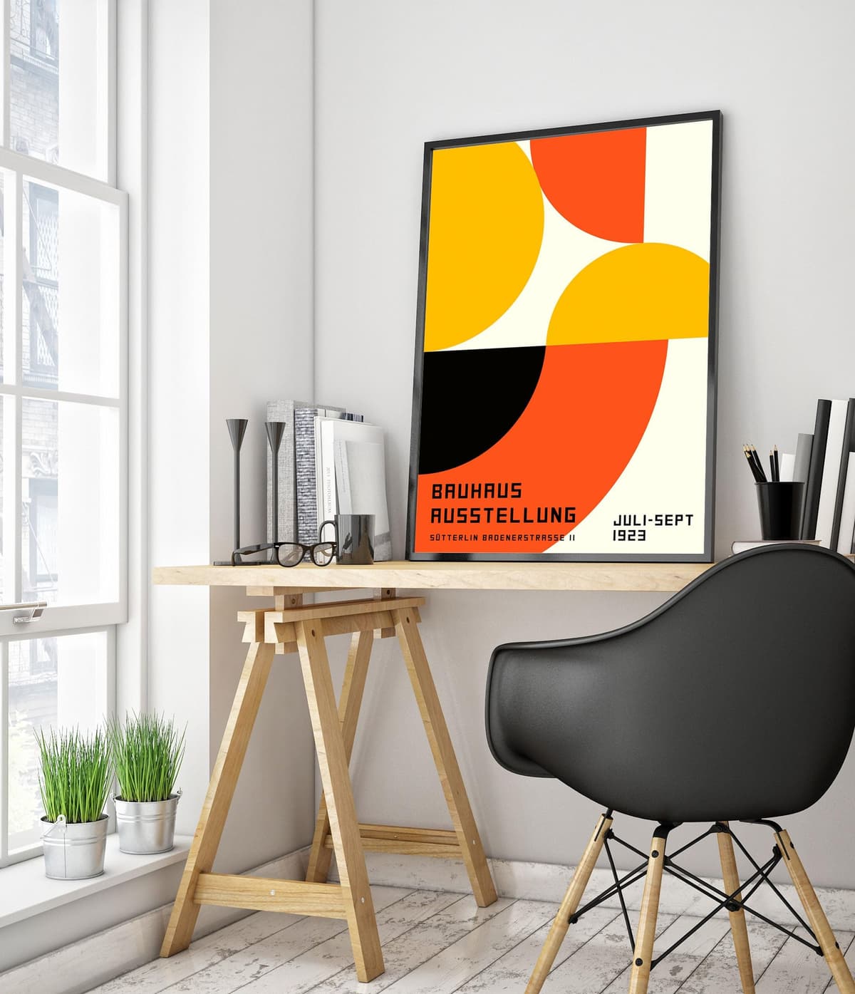 Orange Loop Poster, Bauhaus Print, Framed Abstract Art, Mid-Century Wall Art, Modern Home Decor, Gift Idea, Archival Matte, A2 (Print Only) - 59.4x42cm — view 2