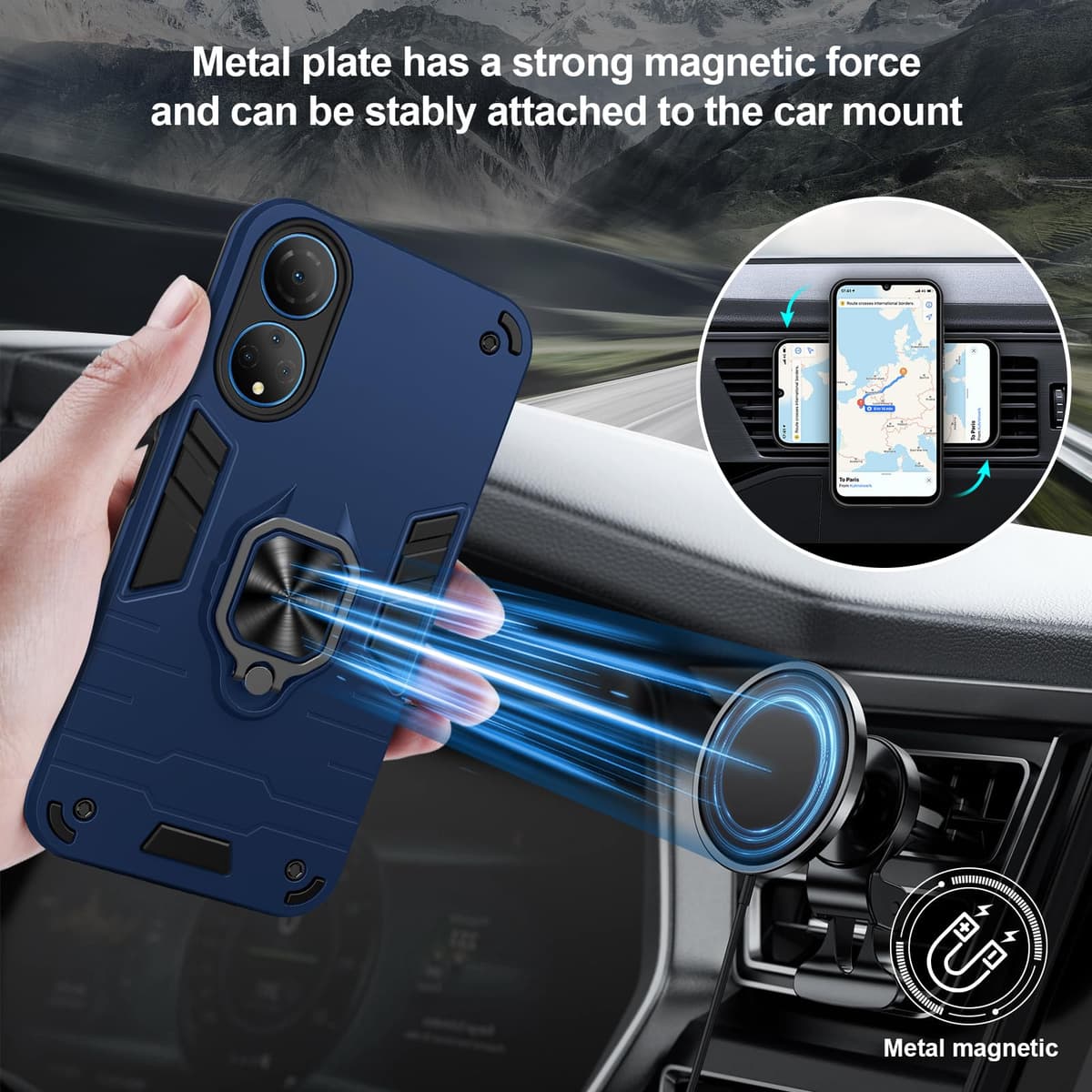 Funda para CMF Phone 2 Pro, Carcasa Antigolpes con Soporte anular metálico, Case Protectora de Grado Militar, Negro — view 327