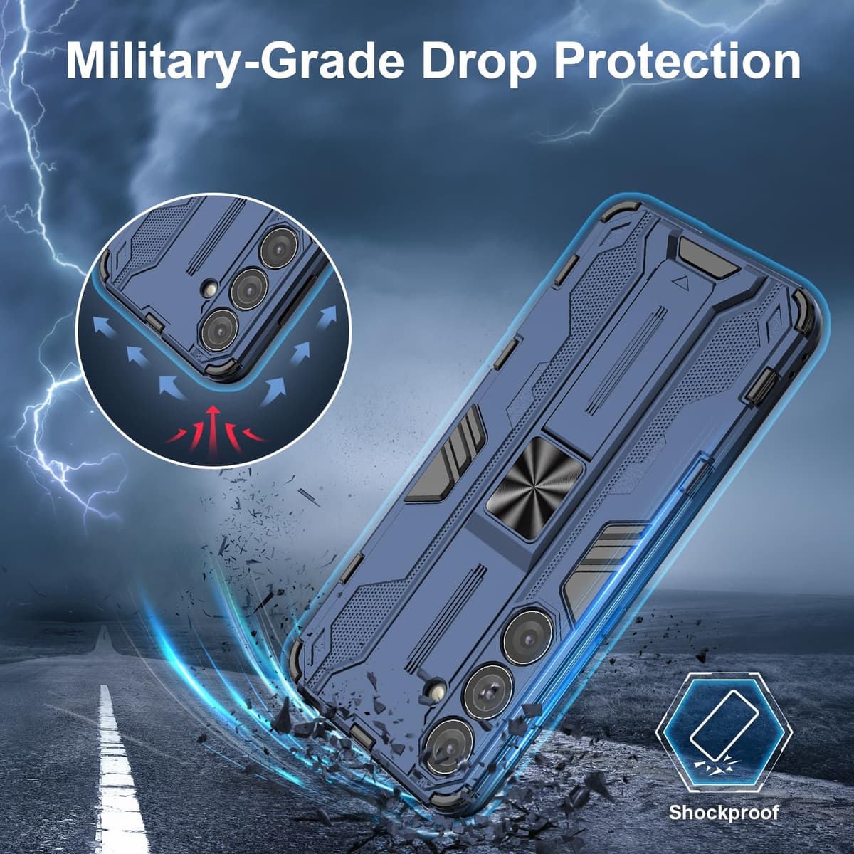 Funda para CMF Phone 2 Pro, Carcasa Antigolpes con Soporte anular metálico, Case Protectora de Grado Militar, Negro — view 1608