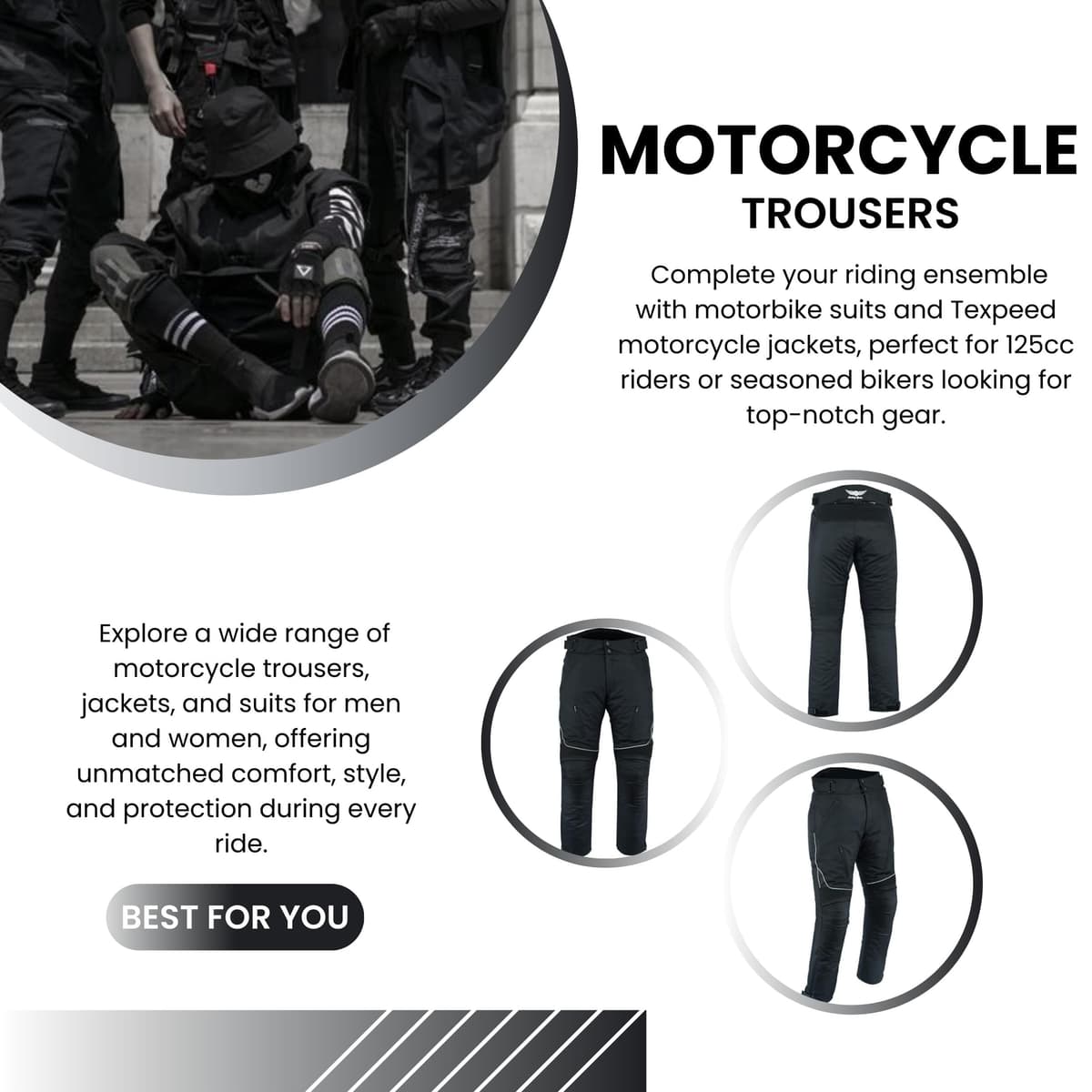 Sterling Sports®Men Textile Waterproof Motorbike Motorcycle Thermal Armoured Trousers Cargo Pant Black Cameo Grey Green — view 4