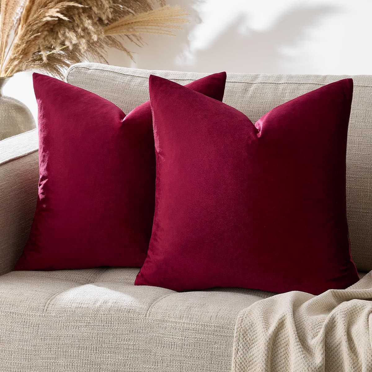 Gris Oscuro Terciopelo Almohada Cubre Caso Suave decoración Fundas de de cojín para sofá Dormitorio Coche Cama Casa Decor 30x50cm ，Pack de 2 — view 29