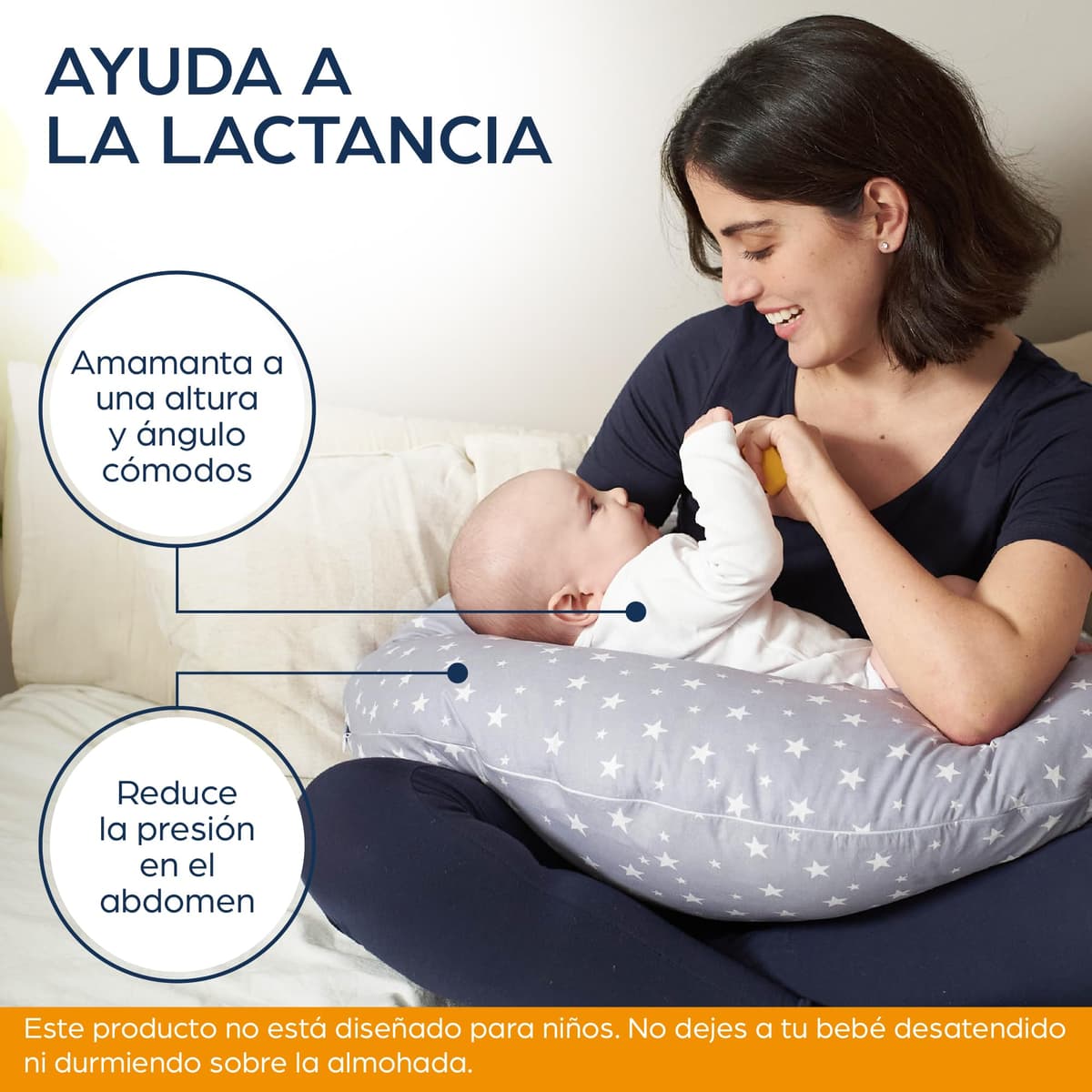 Niimo Cojín Embarazada XXL - Ganador del Doble Platino 2022, Cojín Embarazada y Cojín Lactancia Bebé con Funda 100% de Algodón, Almohada Embarazada Dormir, Lavable Relleno de Poliester — view 3