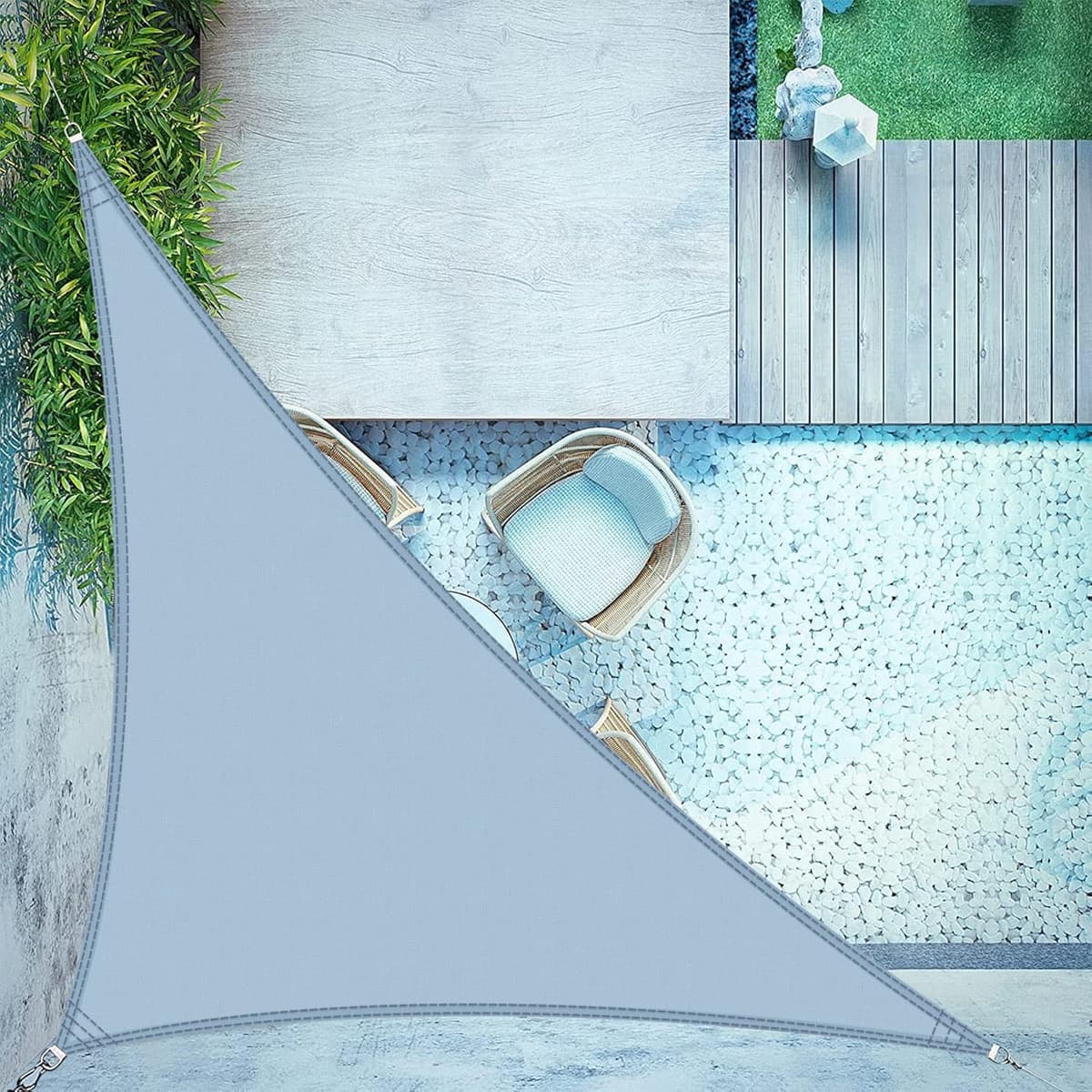 LOVE STORY Toldo Vela de Sombra Impermeable Triangular 3x3x3m Protección Rayos UV PES Toldos para Patio, Exterior Terrazas, Jardín, Balcon (Crema) — view 34