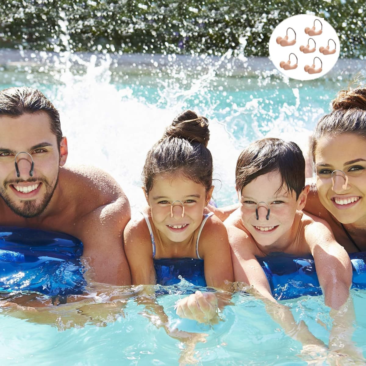 Pinza de Nariz de Natación,6 PCS Tapones de Nariz de Silicona para Adultos,Protectores Nasales Impermeables para Entrenamientos de Natación,Competiciones en Piscina y Deportes Acuáticos — view 5