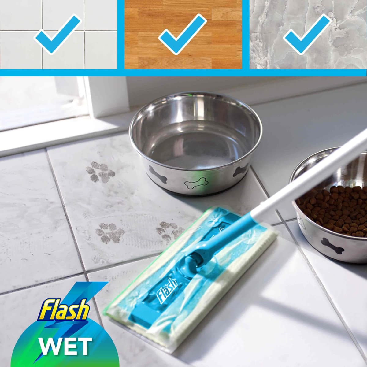 Flash Speedmop Wet Floor Cleaning Wipes, 96 Cloths (24x4), Antibac Lemon Multi-Surface, Trap & Lock Daily Dirt, Grease & Grime Without Getting Down On Your Knees ( Package may vary) — view 3