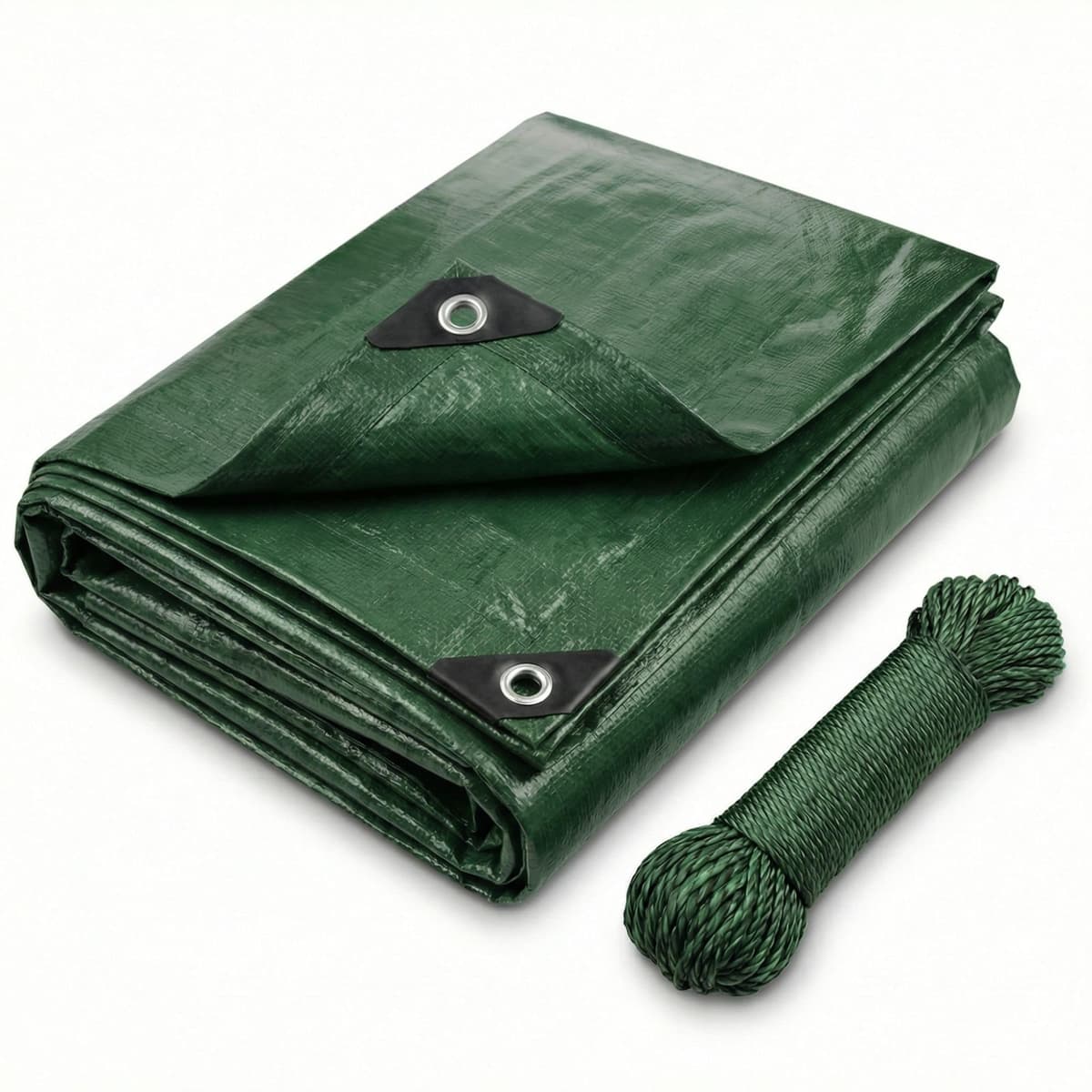 CoverUp! Lona Impermeable Verde 2×3 m 120 g/m² con 12 m Cuerda y Ojales Aluminio – Resistente UV y desgarros – Cobertura Exterior Multiuso
