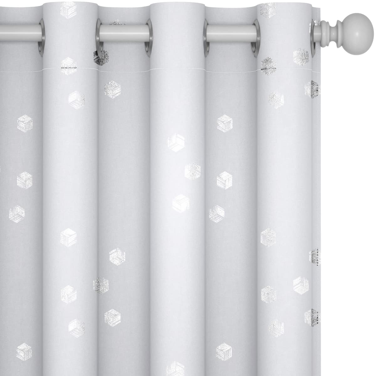 Deconovo Soft Dotted Line Foil Printed Blackout Curtains Thermal Insulated Curtains Eyelet Energy Efficiency Room Darkening Curtains for Bedroom 52 x 72 Inch Light Grey 2 Panels — view 55