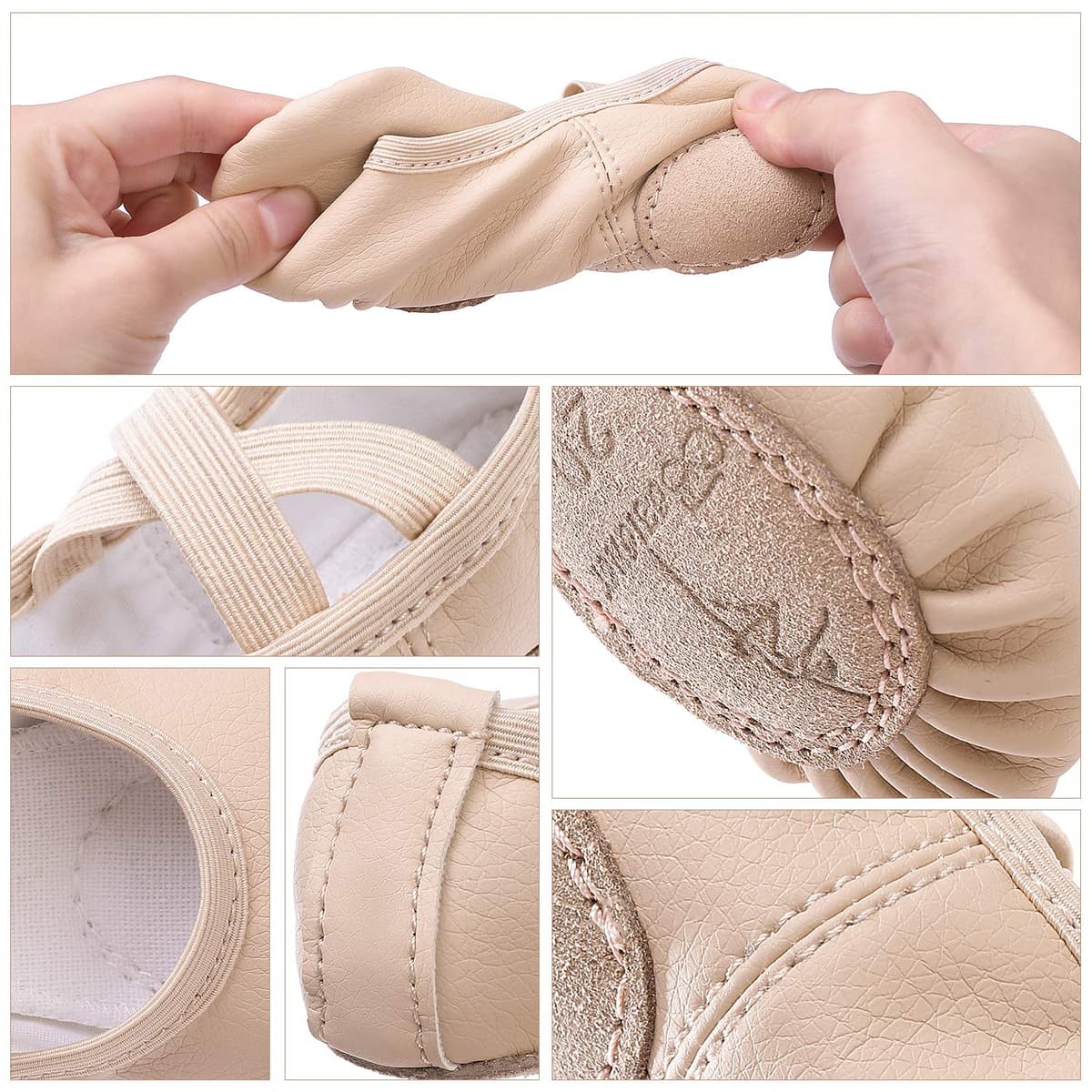 Zapatillas de Danza Cuero Zapatos Media Punta de Ballet y Gimnasia para Niña y Mujer — view 6