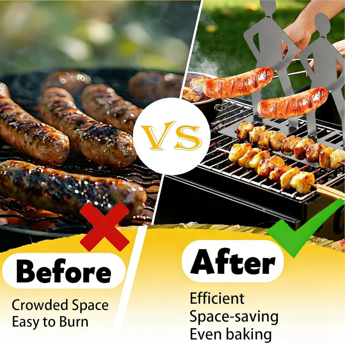 4PCS Funny Hot Dog Holders, Stainless Steel Sausage Holder Stand, Barbecue Grill Rack, Reusable BBQ Grill Tool for Camping Outdoor Picnic Garden, Novelty BBQ Gadgets Gifts for Men — view 4