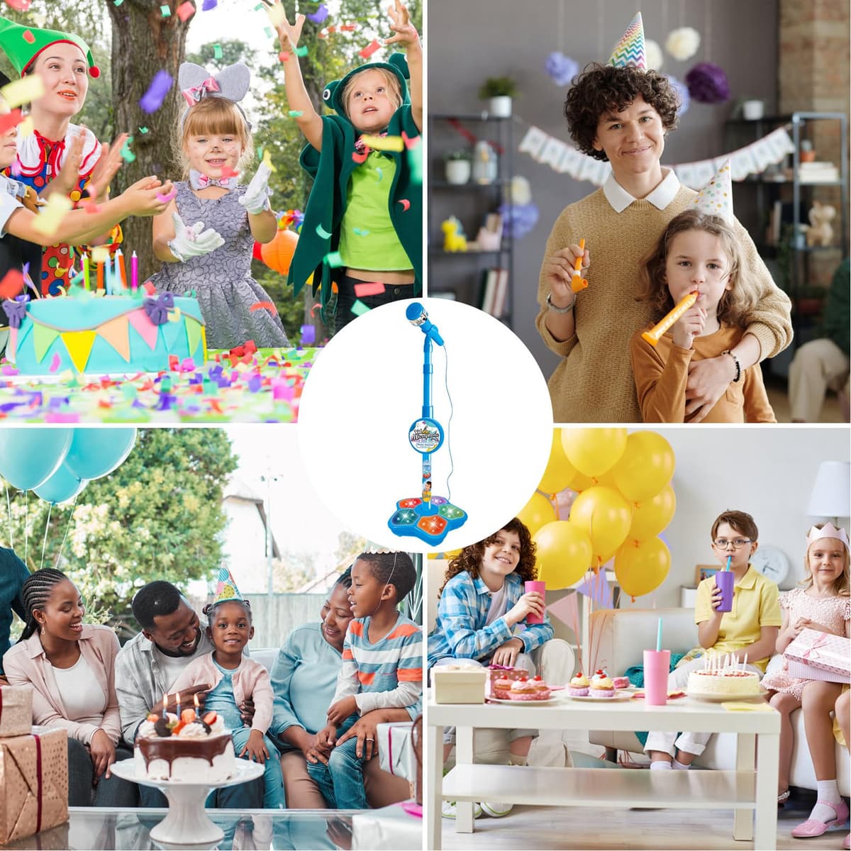 Juego de juegos para niños: juguetes creativos con micrófono para karaoke | Soporte portátil con luz | Regalo interactivo de aniversario de cumpleaños | Juguete musical educativo para niños — view 4