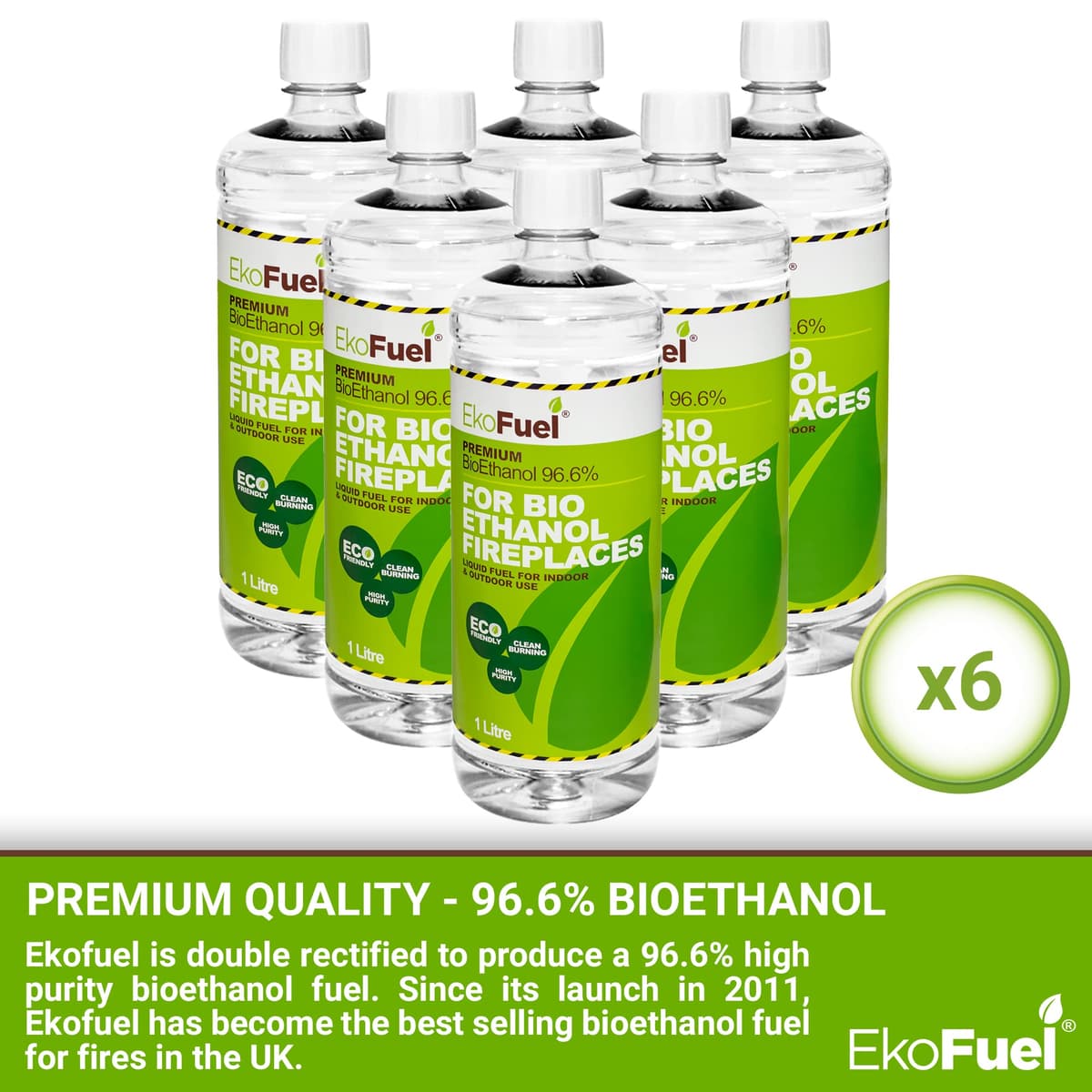 EKOFUEL (6 Litre) Premium Bioethanol Fuel – Bio Ethanol Liquid Fuel for Fires Pits, Fireplace | High Purity Clean Burning Bio Ethanol Fuel | Indoor & Outdoor Ethanol Fuel | Bioethanol Fuel Liquid — view 2