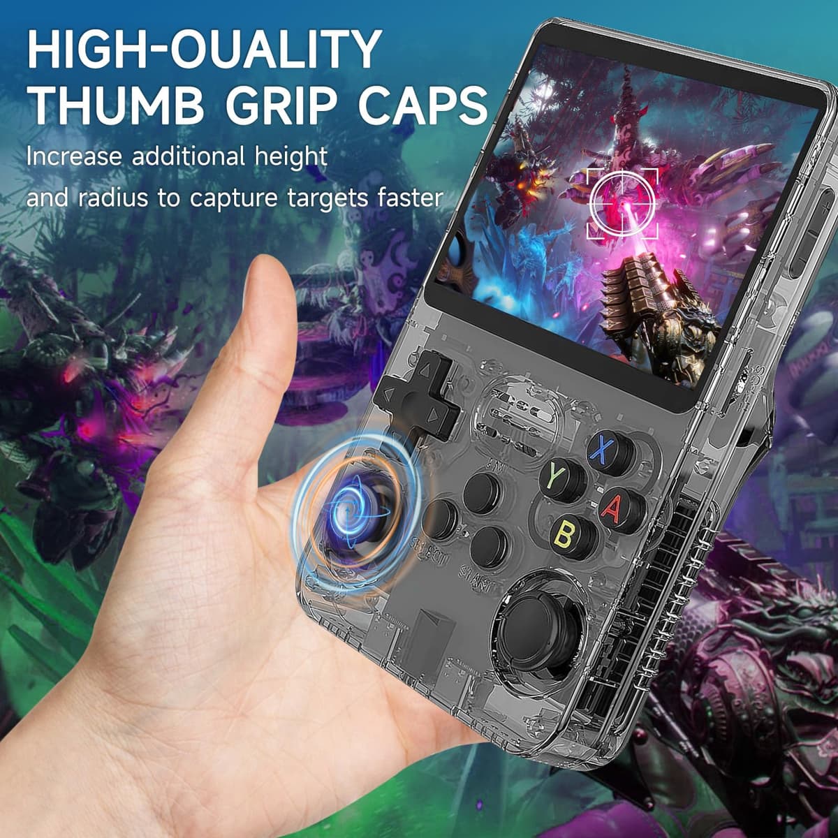 R36S Retro Handheld Games Console, 20,000+ Classic Games Portable Pocket Video Player with 3.5 Inch HD Screen, 64G TF Card, Open Source Linux System Screen for Teens and Adults (Black 64G) — view 5