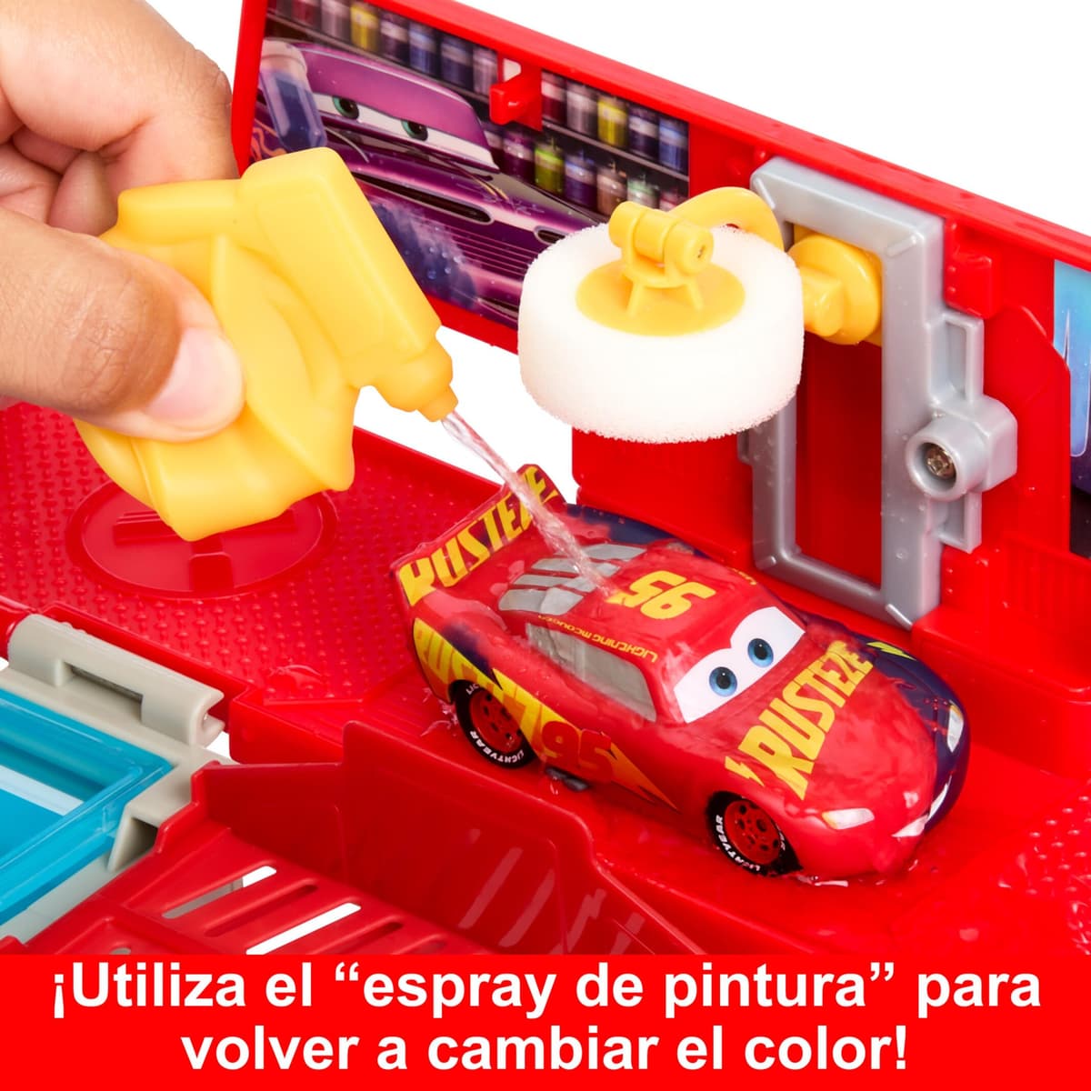 Mattel Disney Pixar Cars Color Changers Camión transformable Mack Taller de pintura, set de juego para coches de juguete con Rayo McQueen, cambia color en el agua, +3 años, HPD82 — view 5