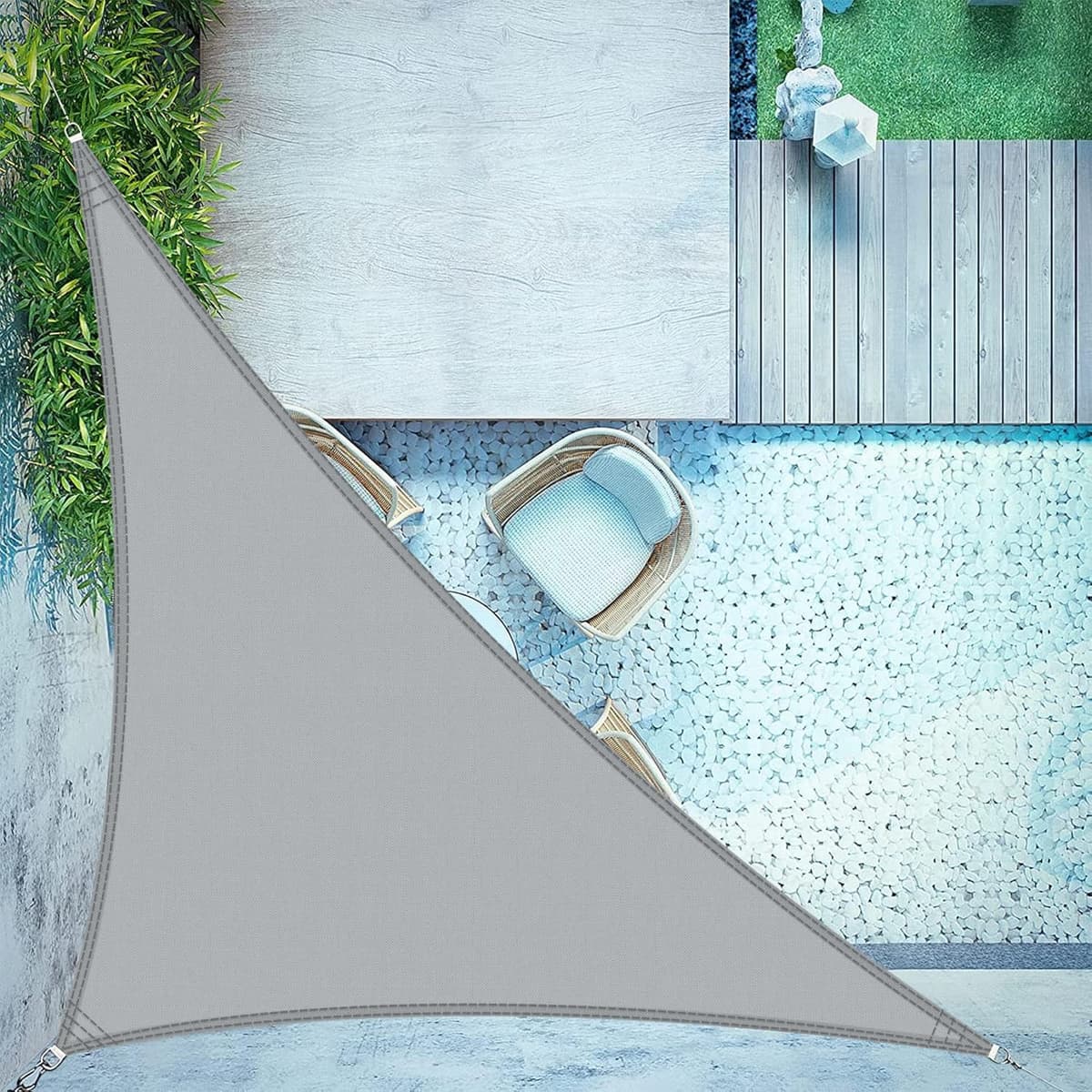 LOVE STORY Toldo Vela de Sombra Impermeable Triangular 3x3x3m Protección Rayos UV PES Toldos para Patio, Exterior Terrazas, Jardín, Balcon (Crema) — view 47