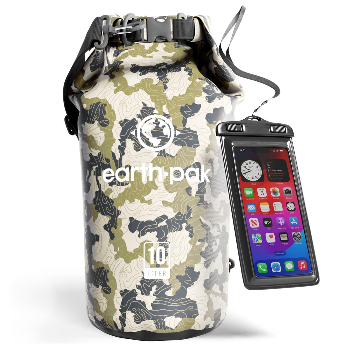 Earth Pak Waterproof Dry Bag - Roll Top Waterproof Backpack Sack Keeps Gear Dry for Kayak with Waterproof Phone Case — view 12