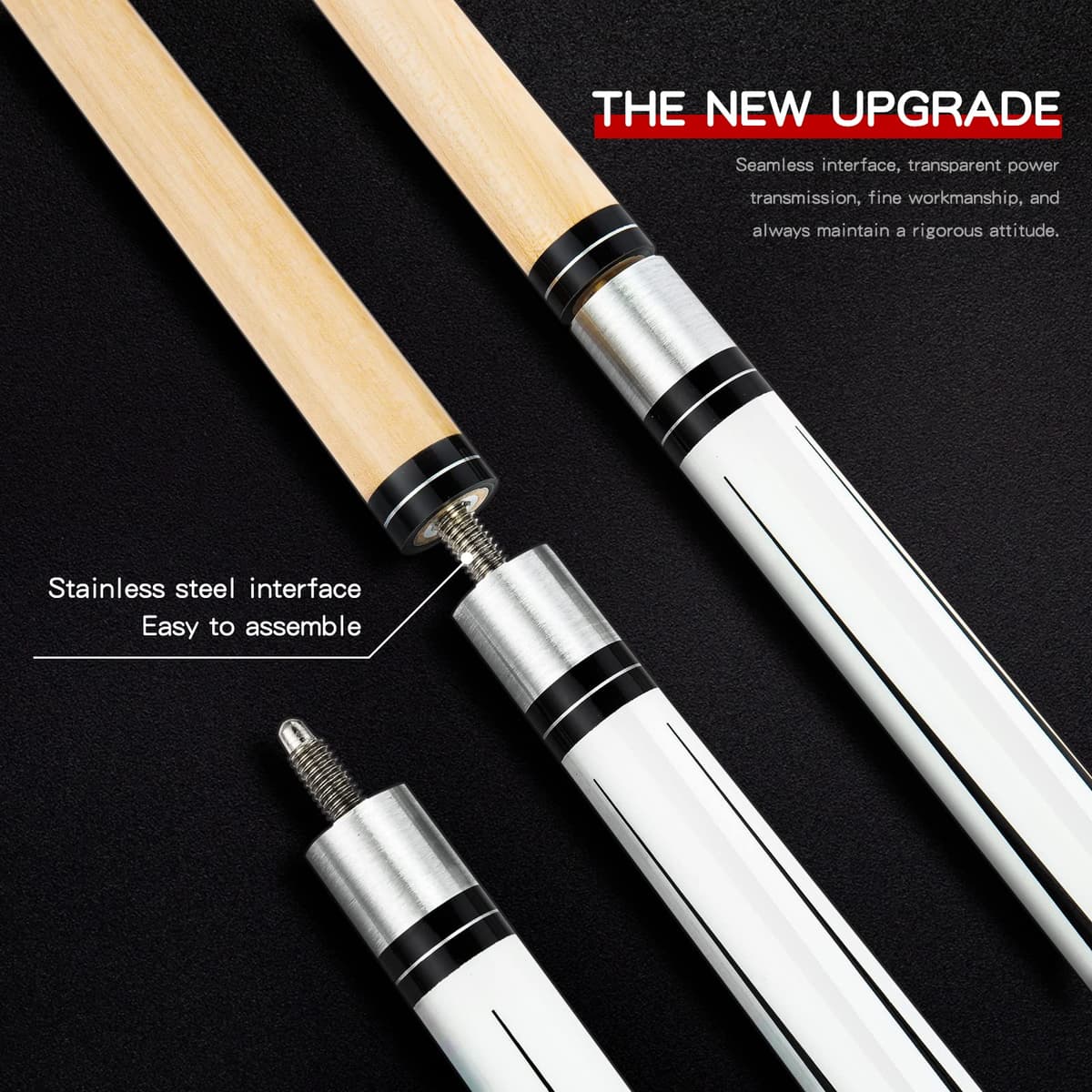 Pool Cue Stick - 58 Inch Maple Billiard Pool Stick, 19/20/21 oz 1/2 Maple Pool Cue Stick Kit, 2-Piece Billiard Pool Cue Stick — view 4
