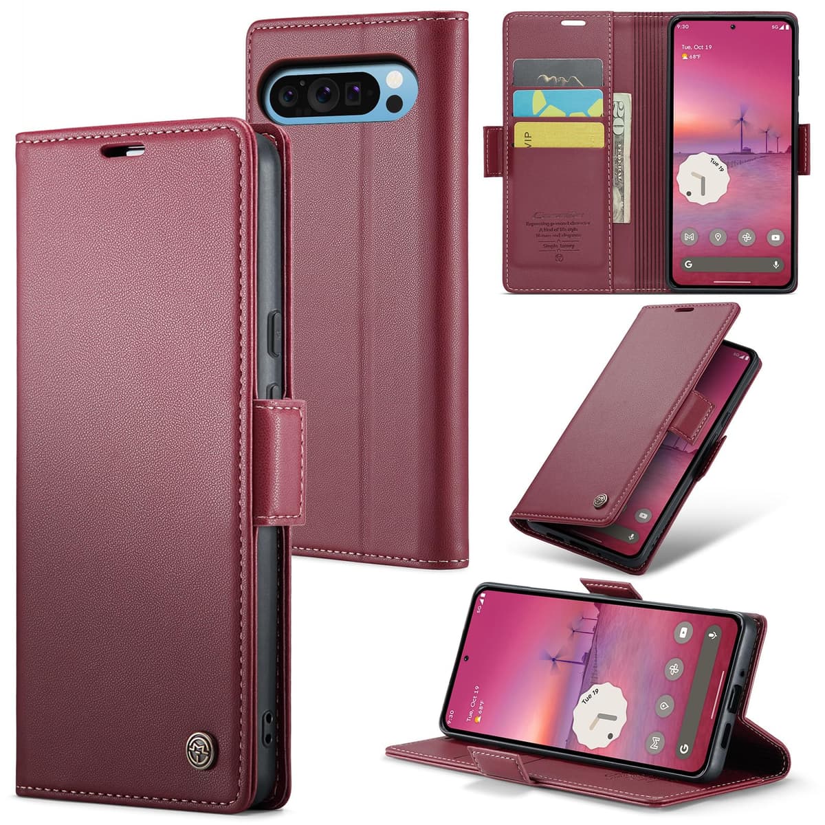 Cover for Google Pixel 10 Pro XL Wallet Case with Card Holder, Kickstand RFID Blocking Magnetic Closure Shockproof Protective PU Leather for Google Pixel 10 Pro XL Flip Case Wallet - Red