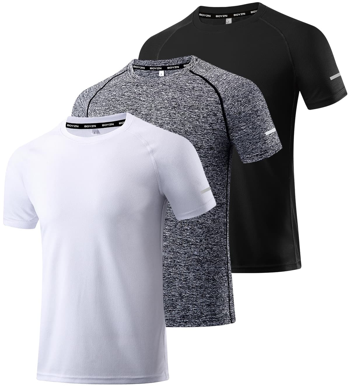 Boyzn 1, 3, 5 or 7 Pack Men's Workout Running Shirts, Dry Fit Moisture Wicking T-Shirt, Gym Athletic Short Sleeve Tee Shirts — view 18