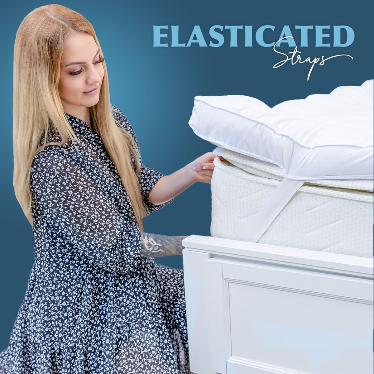 ACRALI HOME Thick Mattress Topper Double Bed (4 Inch/10 cm) Extra Deep Hotel Quality Breathable Bed Topper Quilted Luxury Comfort with Elasticated Straps — view 4