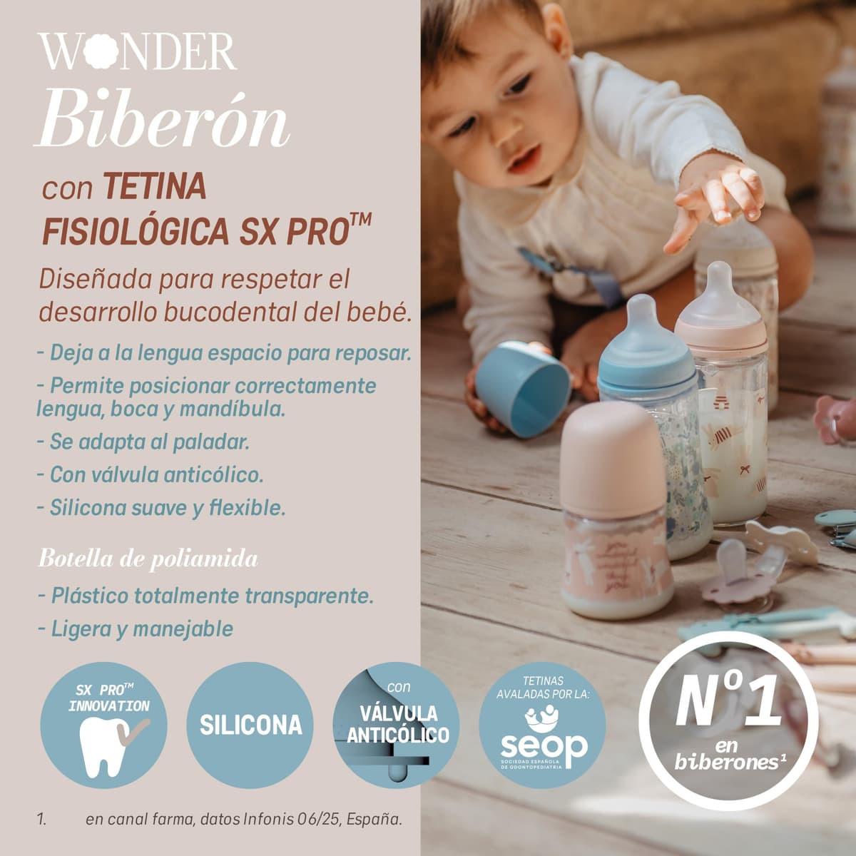 Suavinex, Biberón de 360 ml, con Tetina Fisiológica SX Pro de Silicona, con válvula Anticólico, de Flujo Denso (L), para Líquidos Densos, Apto Papillas Líquidas. Bebés +6 Meses. Wonder, Verde — view 4