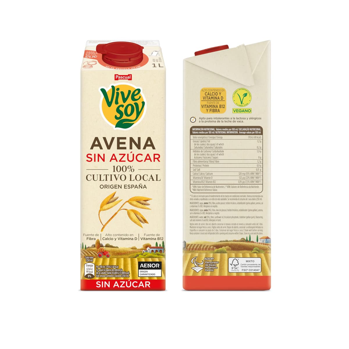 Vivesoy - Bebida Vegetal de Avena Sin Azúcar 100% Cultivo Local - Pack 6 x 1L — view 4