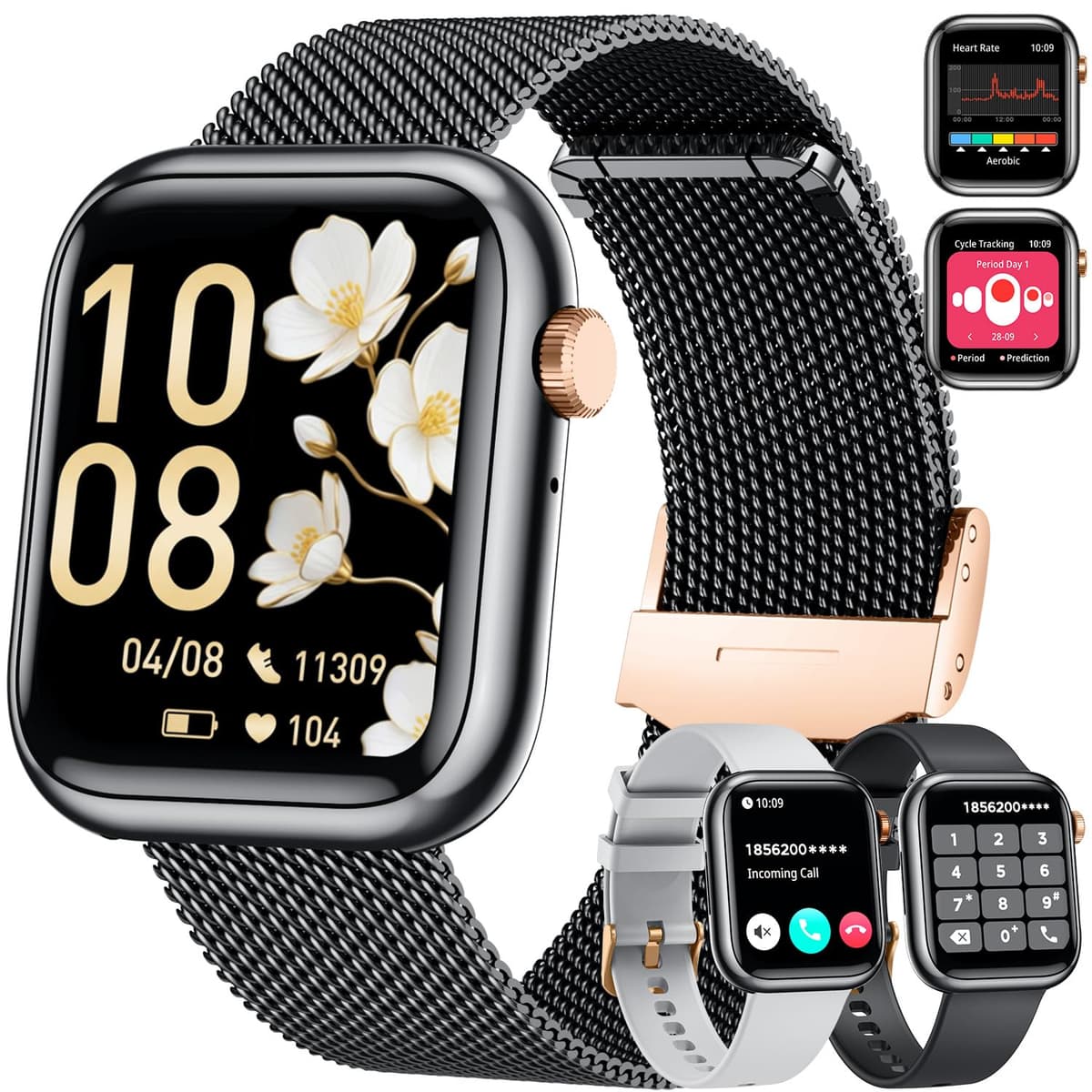 Women Smartwatch Fitness Tracker for Lady: 1.83'' Smart Watch for Women Answer Make Call with iP67 Heart Rate Sleep Monitor Steps Counter 120+ Sports Digital Wrist Watches 3 Straps for iPhone Android — view 12