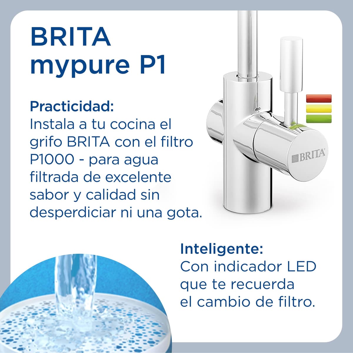 BRITA Filtro de agua para grifo, 12 meses de agua filtrada, Blanco, 1 Unidad (Paquete de 1) — view 2