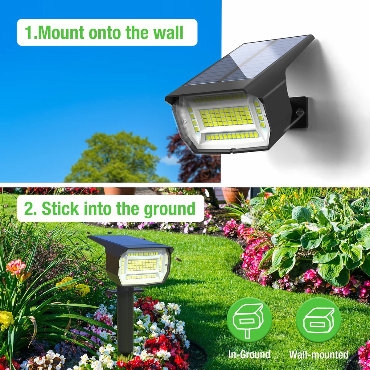 LOTMOS Luces Solares LED Exterior 72 LED/7 Piezas/3000K - Lámpara Solar Impermeable IP67 para Jardín, Patio, Caminos, Terraza, Suelo, Calzada, Piscina, Césped, Carril — view 4