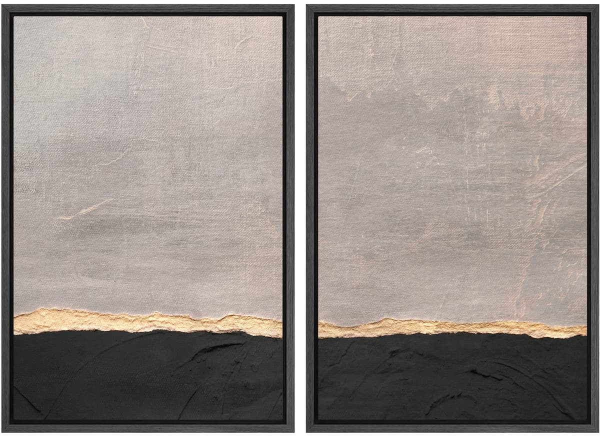 MUDECOR Framed Canvas Print Wall Art Set Watercolor Pastel Duotone Tan Landscape Abstract Shapes Illustrations Modern Art Decorative Contemporary for Living Room, Bedroom, Office - 24"x36"x2 Natural — view 84