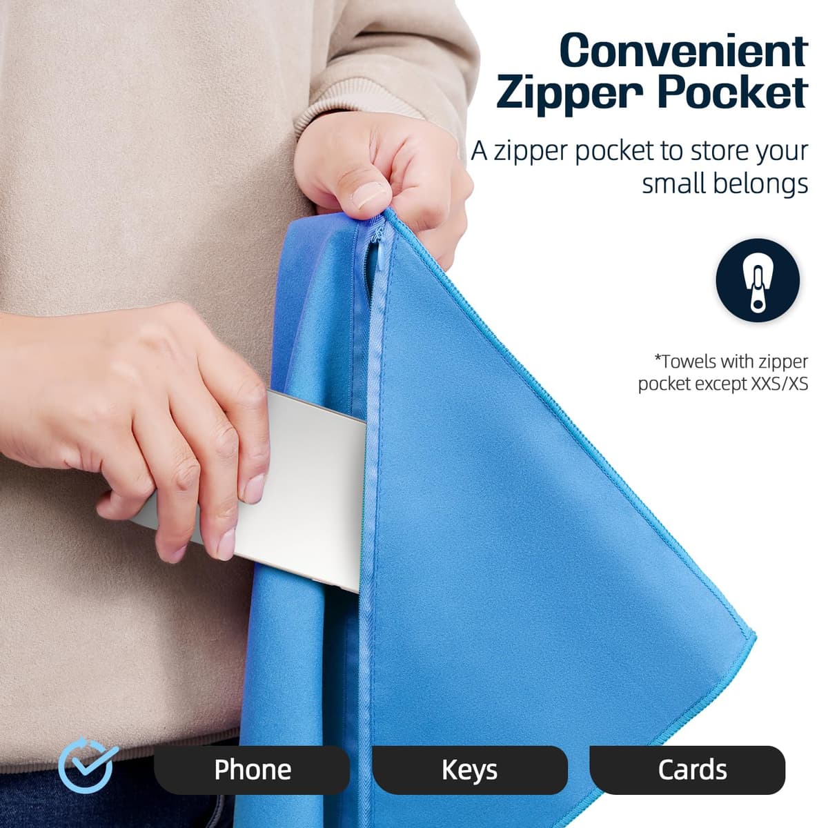 BAGAIL Toallas de Viaje de Microfibra, Toallas de Campamento, Toallas de baño y Toallas de Playa, Secado rápido - Súper absorción de Agua - Súper Compacto, Muy Adecuado para el Deporte y el Fitness — view 4