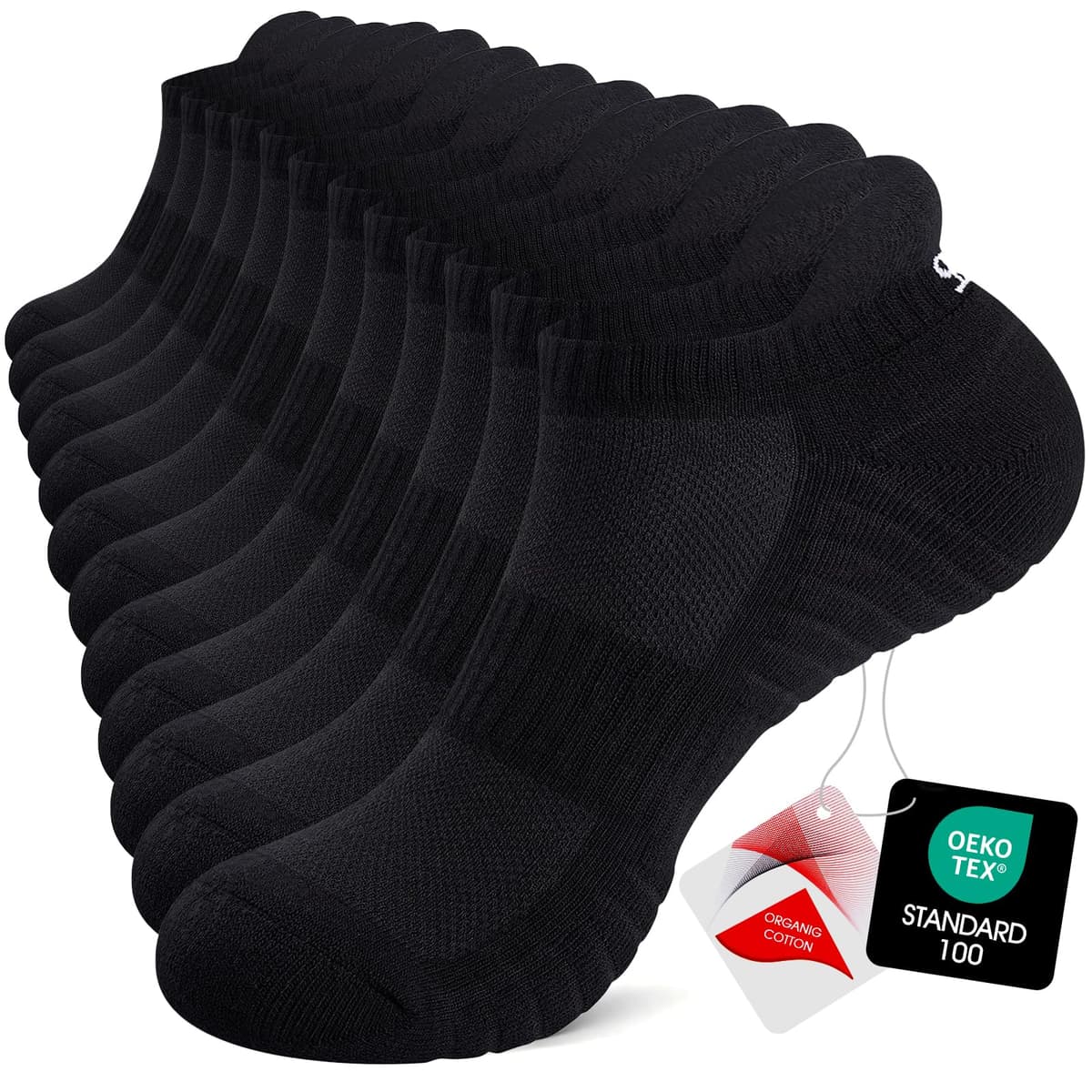 TANSTC Mens Running Socks Anti-Blister Cushioned Sports Socks Trainer Socks for Men Women Cotton Ankle Socks Low Cut Breathable Athletic Sock(6 Pairs) — view 12