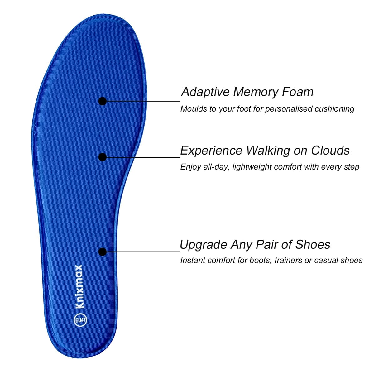 Knixmax Plantillas Memory Foam para Mujer y Hombre Comodidad Plantilla de Zapato Absorción de Impacto Amortiguación Suave Suelas Internas para Zapatillas, Botas — view 2