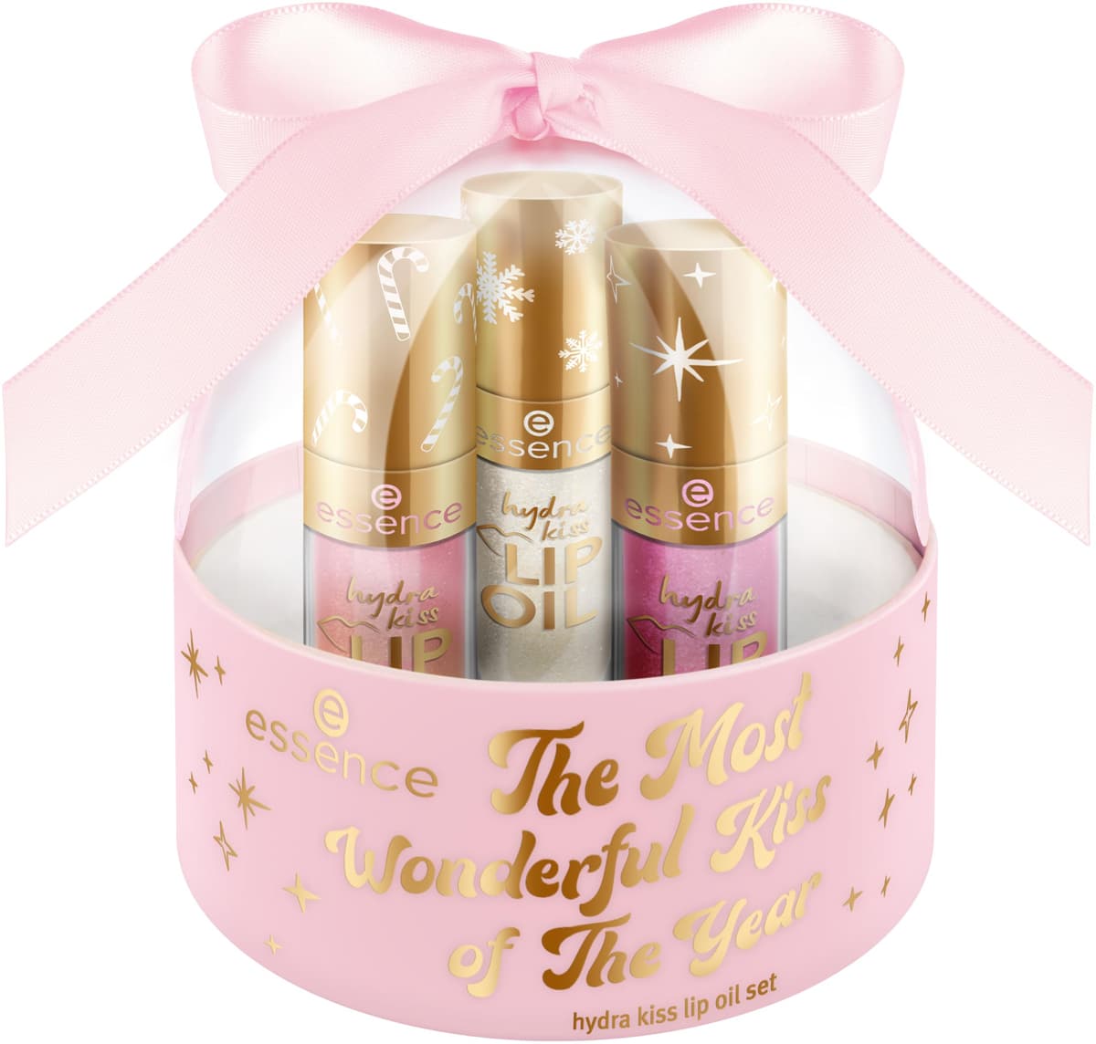 essence the most wonderful kiss of the year hydra kiss LIP OIL set 01 Wish for a Kiss, set de aceite labial de tres tonos limitados, acabado brillante — view 2