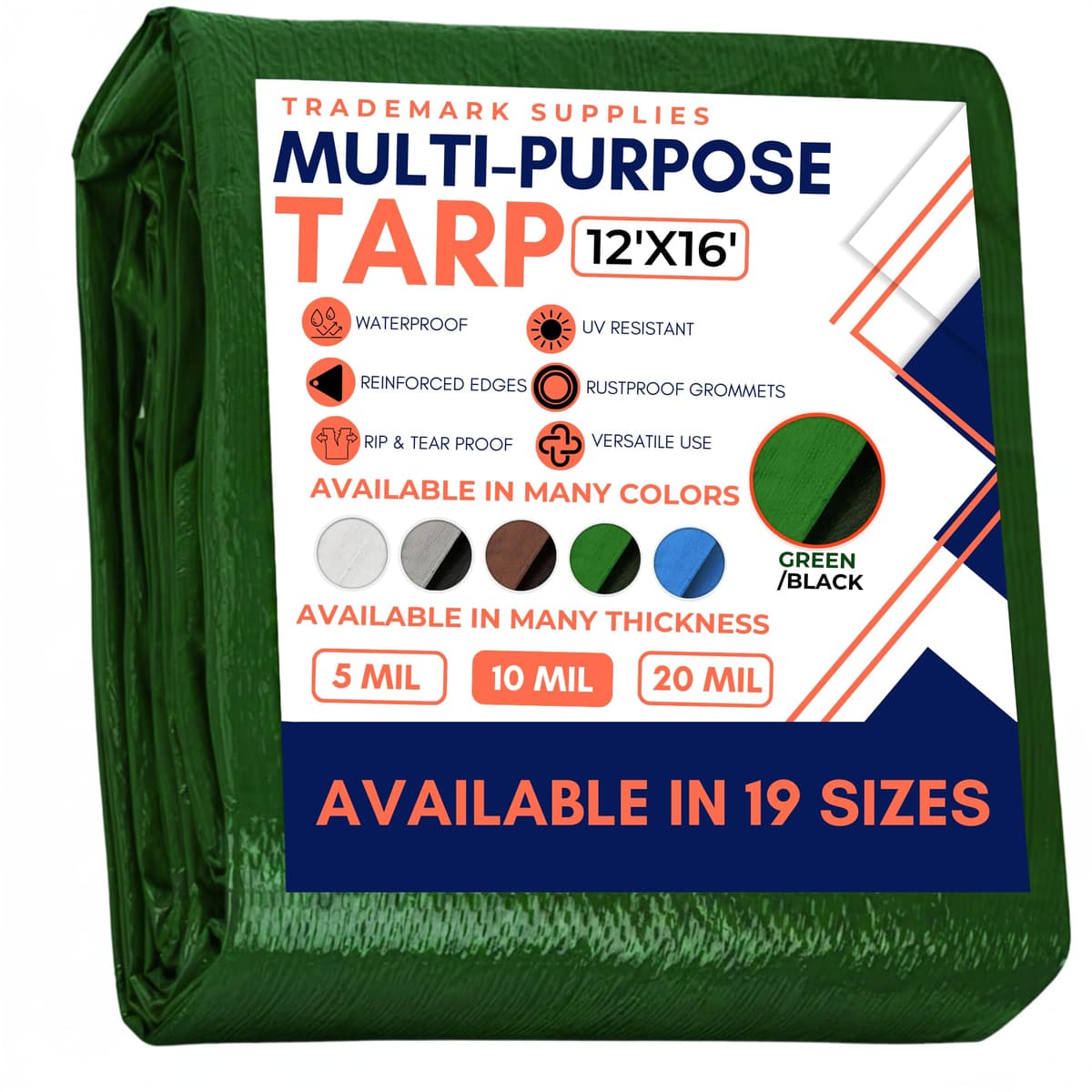 Large Waterproof Tarp- Heavy Duty Thick Poly Tarpaulin Ideal for Canopy Tents, Boats, RV or Pool Covers- Multipurpose Protective Tarps with Grommets for Indoor and Outdoor Use — view 227