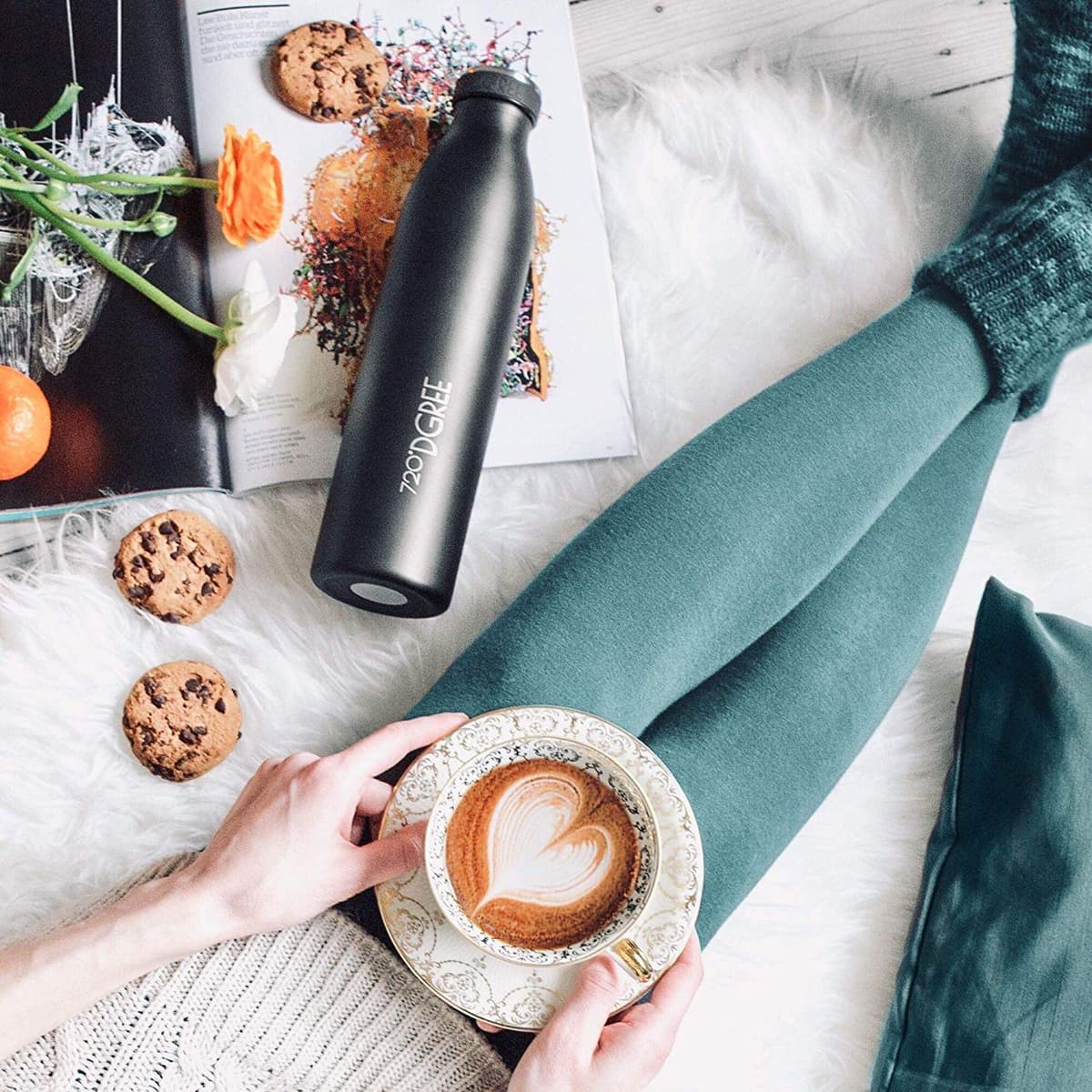 720°DGREE Vaccum Insulated Water Bottle “milkyBottle“ - 750 ml - Insulated, Leakproof, BPA-Free, Thermo Flask - for Sports, Gym, Fitness, School, Kids, Travel, Outdoor, Hot, Cold & Carbonated Drinks — view 6