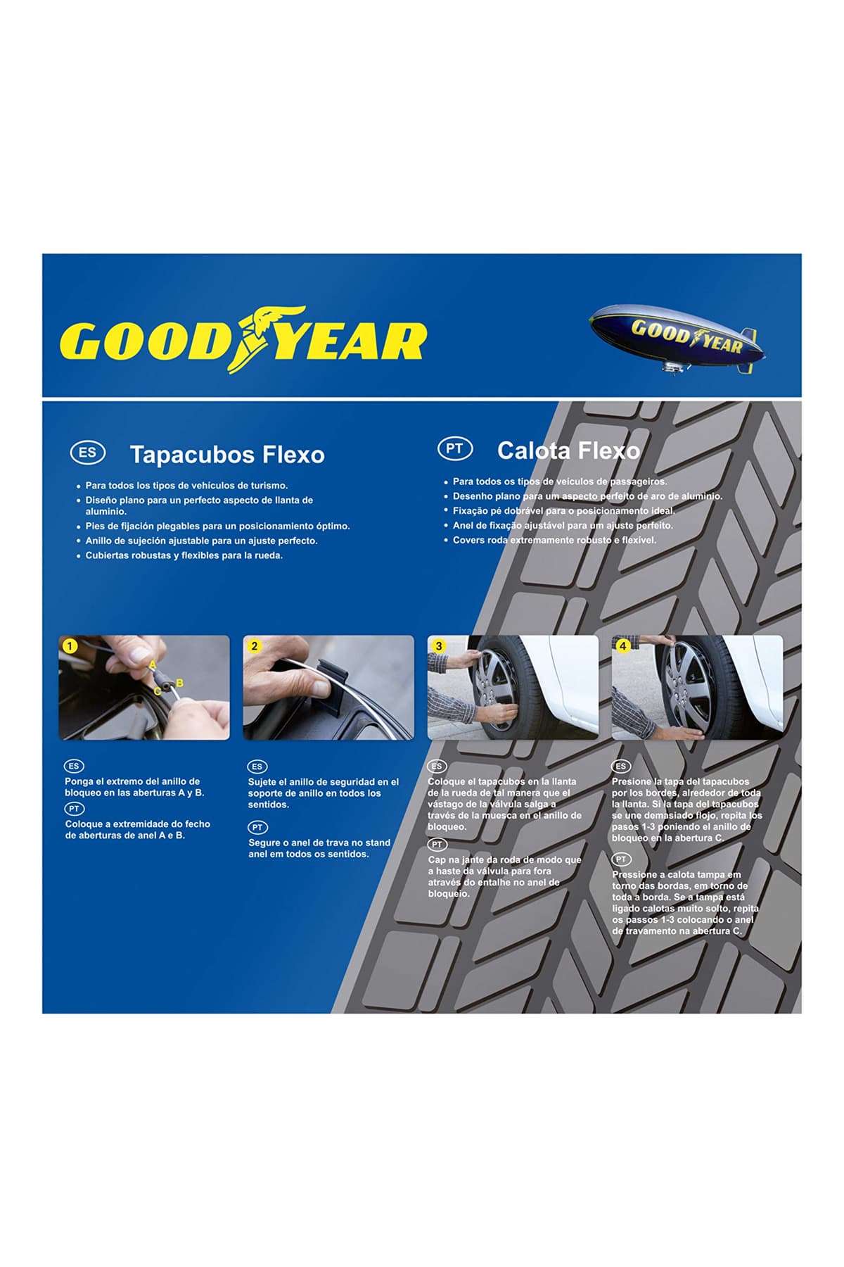 Goodyear 75507 Wheel Covers Clip 15 Inch, Black/ Silver, Set of 4 — view 7