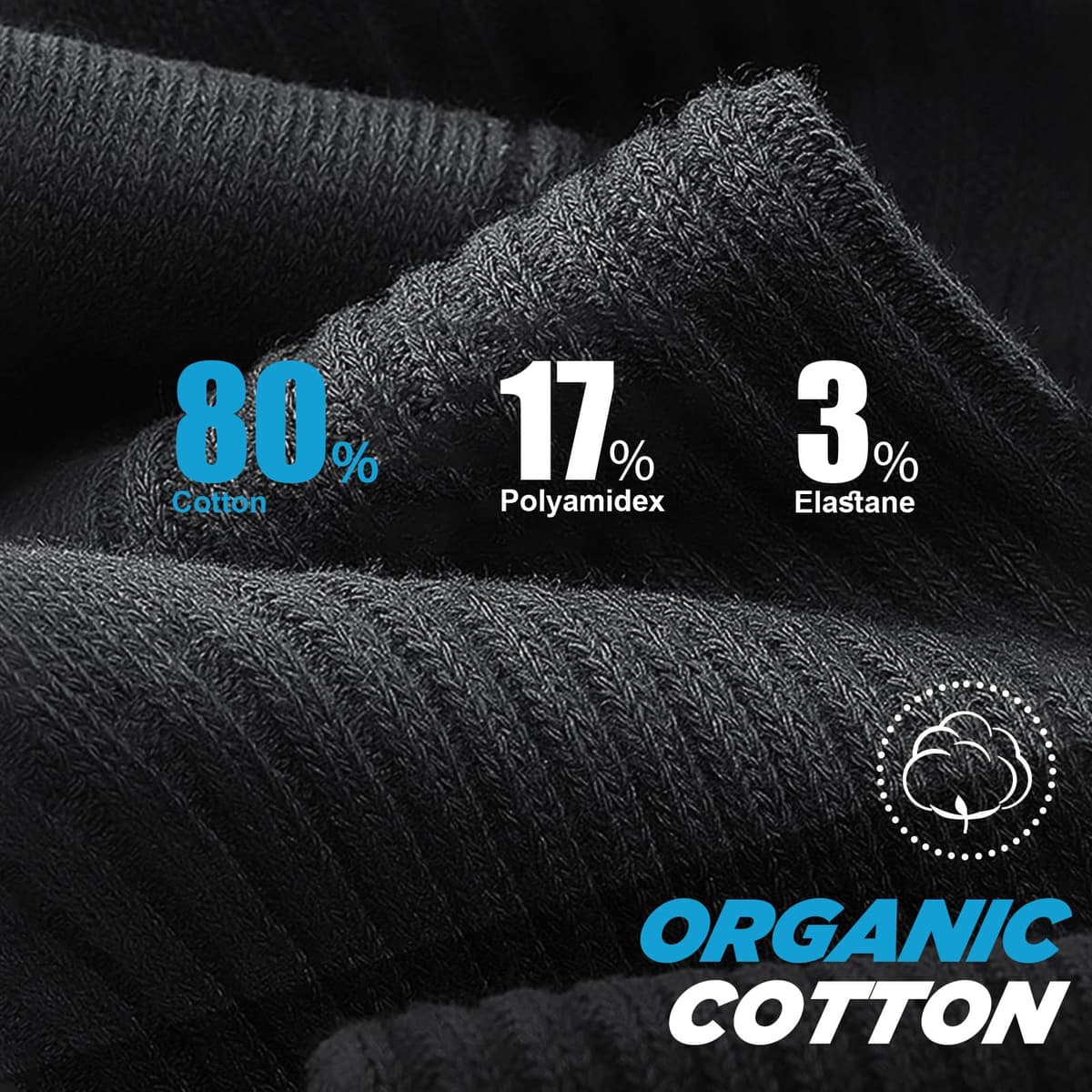 TANSTC Mens Socks Wicking Breathable Cushion Comfortable Casual Crew Socks Outdoor Multipack Performance Hiking Trekking Walking Athletic Socks 6 Pairs — view 7