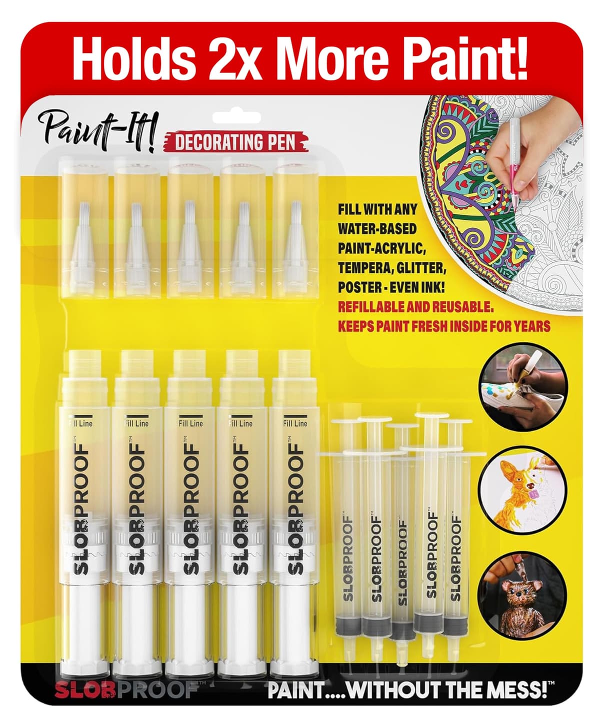 Slobproof Refillable Touch-Up Paint Pen, Mess-Free, Reusable Wall Paint Repair Tool, Precise Application, DIY Home Improvement, Furniture, Arts and Crafts, Patented Design, Easy Storage, Pack of 5 — view 9