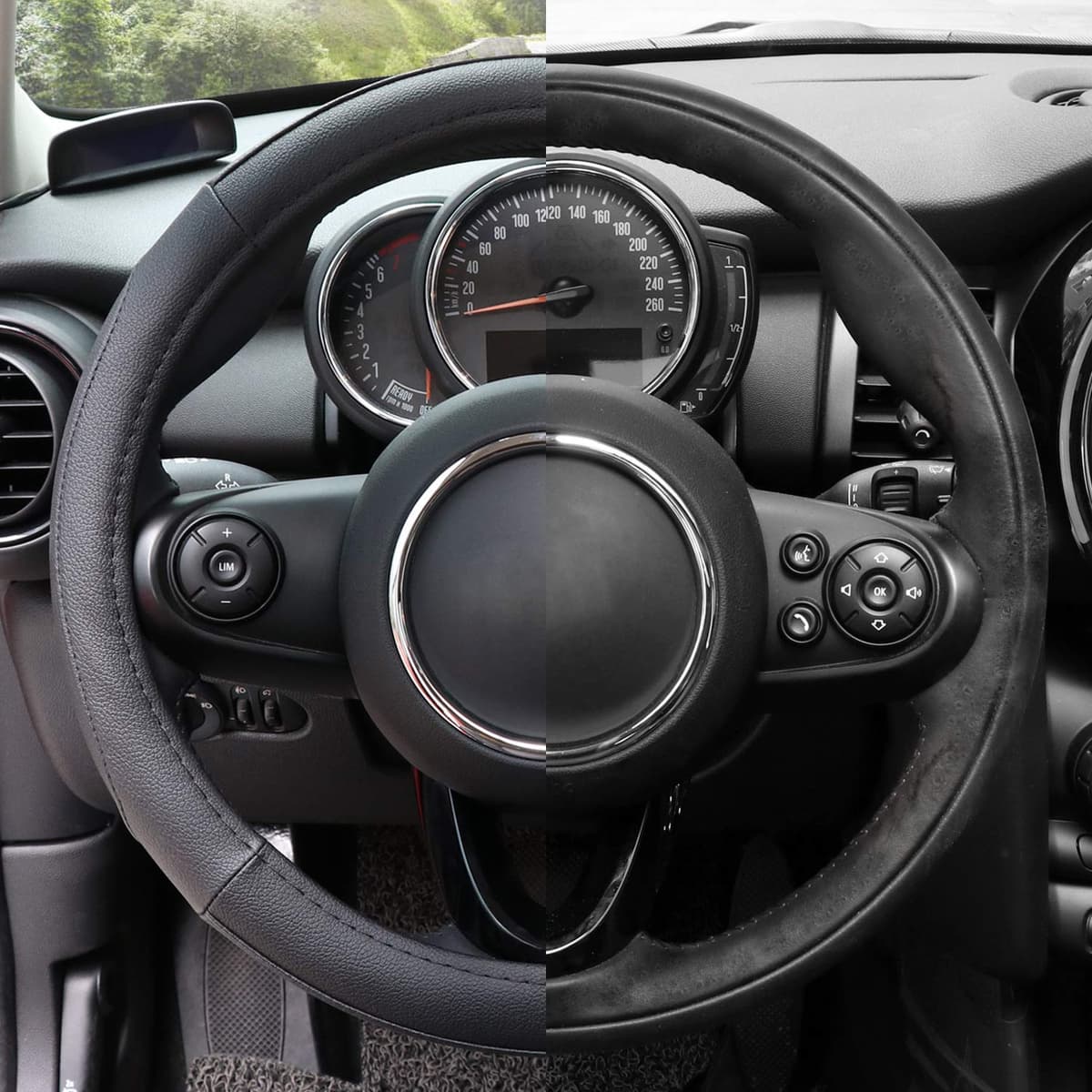 COFIT Microfiber Leather Steering Wheel Cover, Anti-slip Universal Protective Wrap, Car SUV Truck Interior Decor Accessories, Size S 35.5-36cm Black — view 4