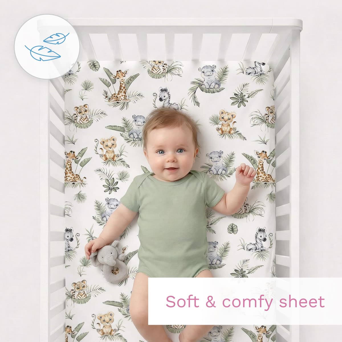Baby Comfort Nursery 100% Cotton Fitted Sheet to fit 83x50 cm Co-Sleeper Crib (Safari) — view 5
