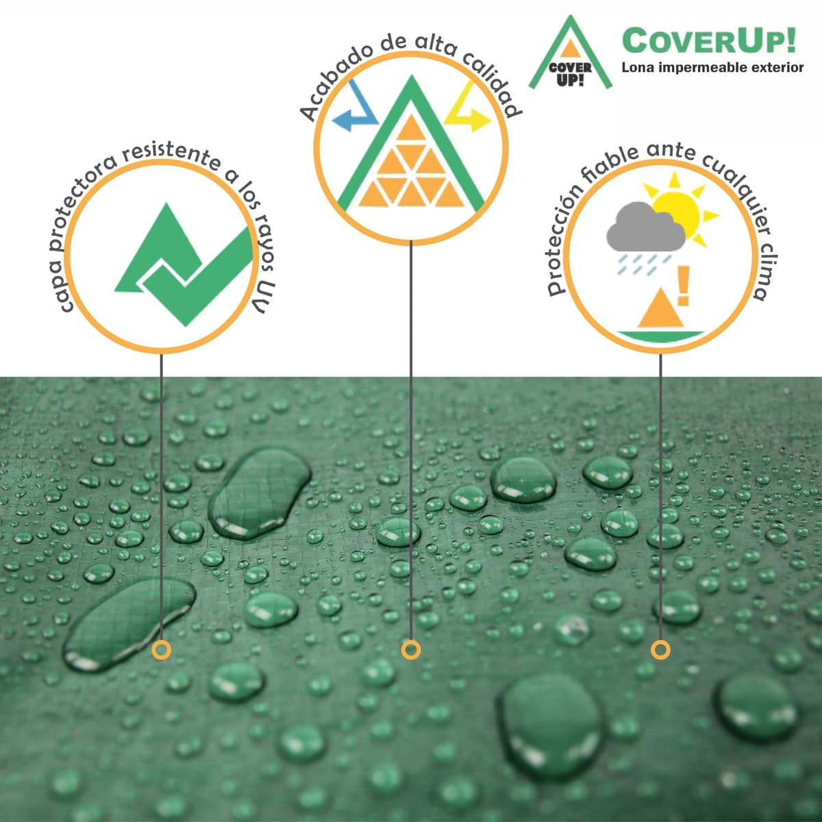 CoverUp! Lona Impermeable Verde 2×3 m 120 g/m² con 12 m Cuerda y Ojales Aluminio – Resistente UV y desgarros – Cobertura Exterior Multiuso — view 3