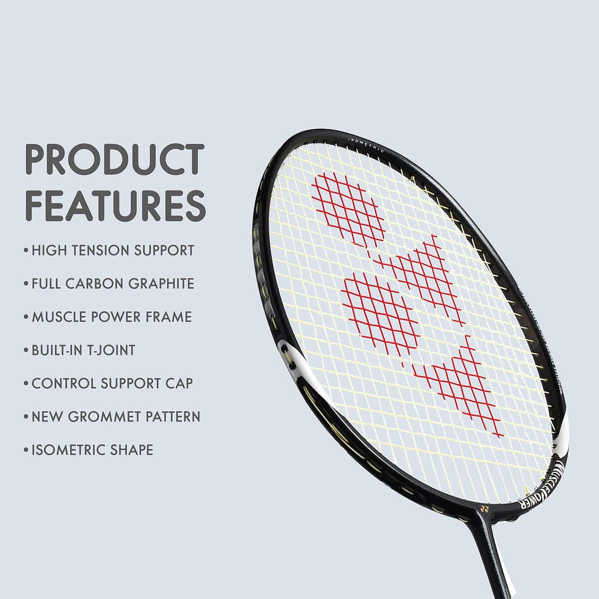 Yonex Raqueta de bádminton Muscle Power Series con Cobertura Completa, Raquetas preencordadas de Alta tensión — view 3